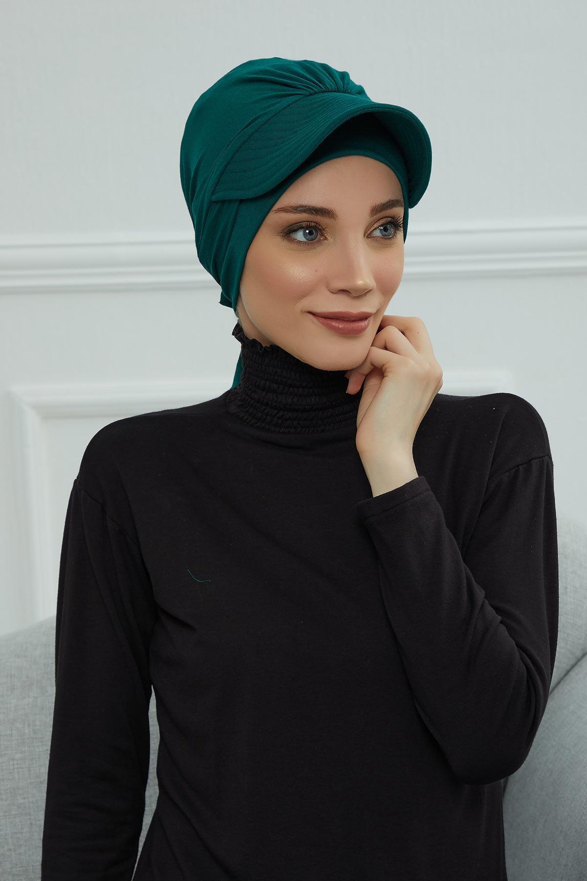 Siperlik Detaylı Penye Bone,B-66 Yeşil