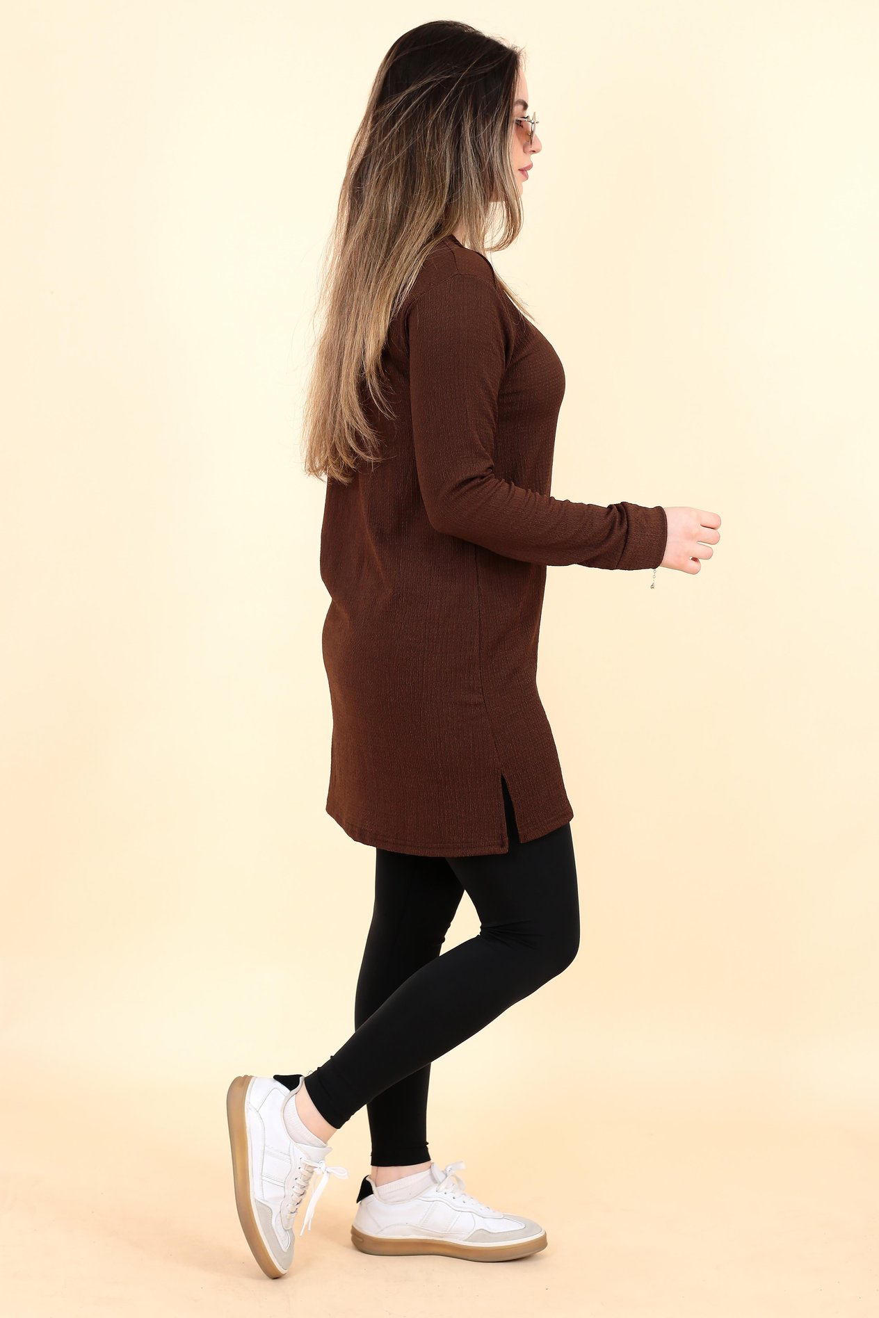 Kahverengi Düz Tunik 8401