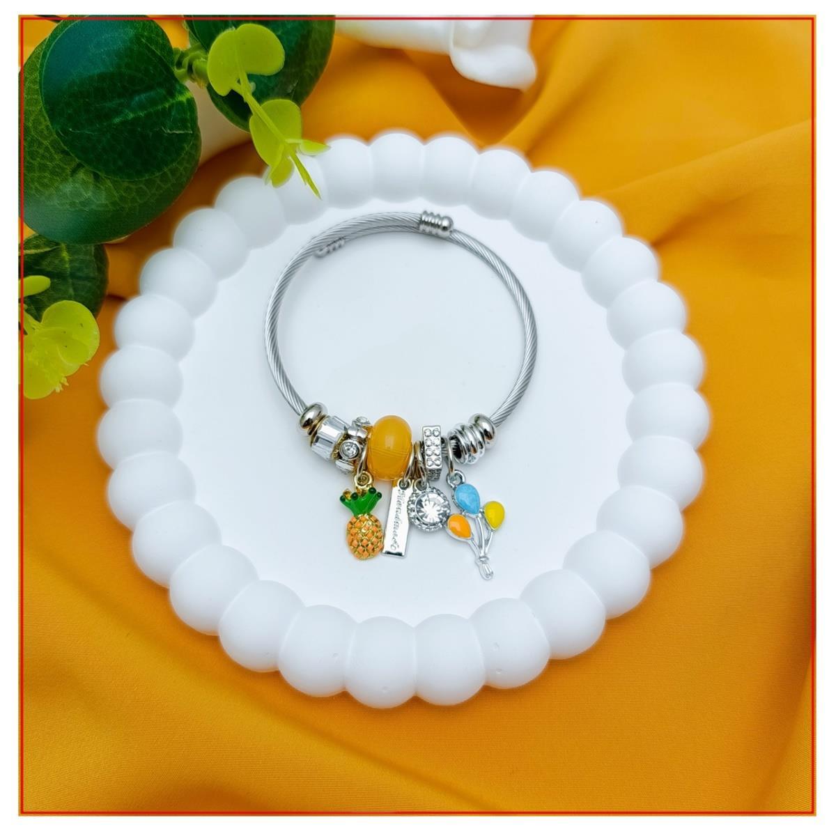 Charm Doğal Taşlı Çelik Kadın Bileklik