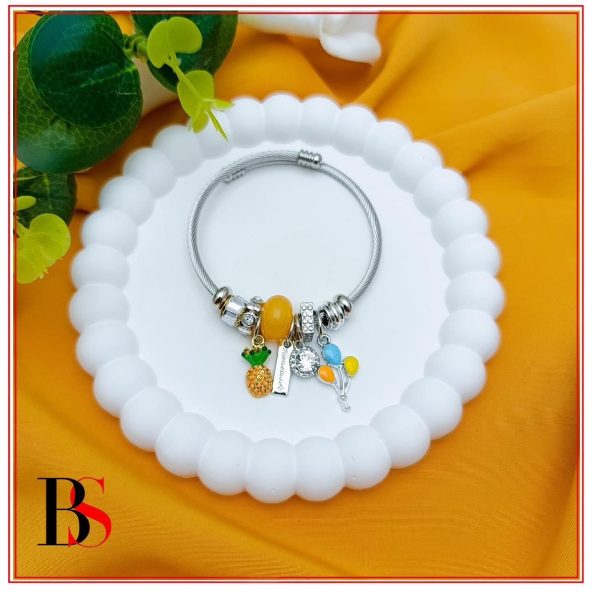 Charm Doğal Taşlı Çelik Kadın Bileklik