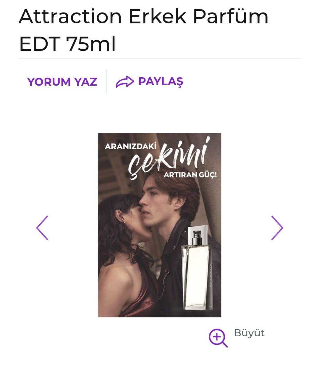 Atraction erkek parfüm 75 ml +saç ve vücut şampuanı 200 ml set 