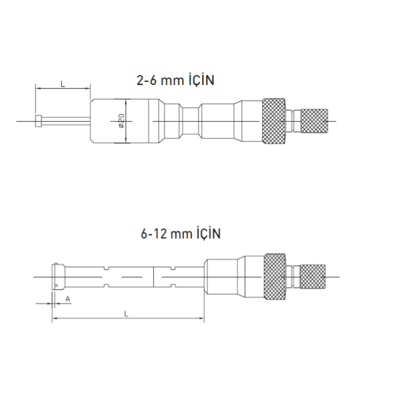 Asimeto İki Ve Üç Nokta Temaslı Dijital İç Çap Mikrometresi 4-5Mm