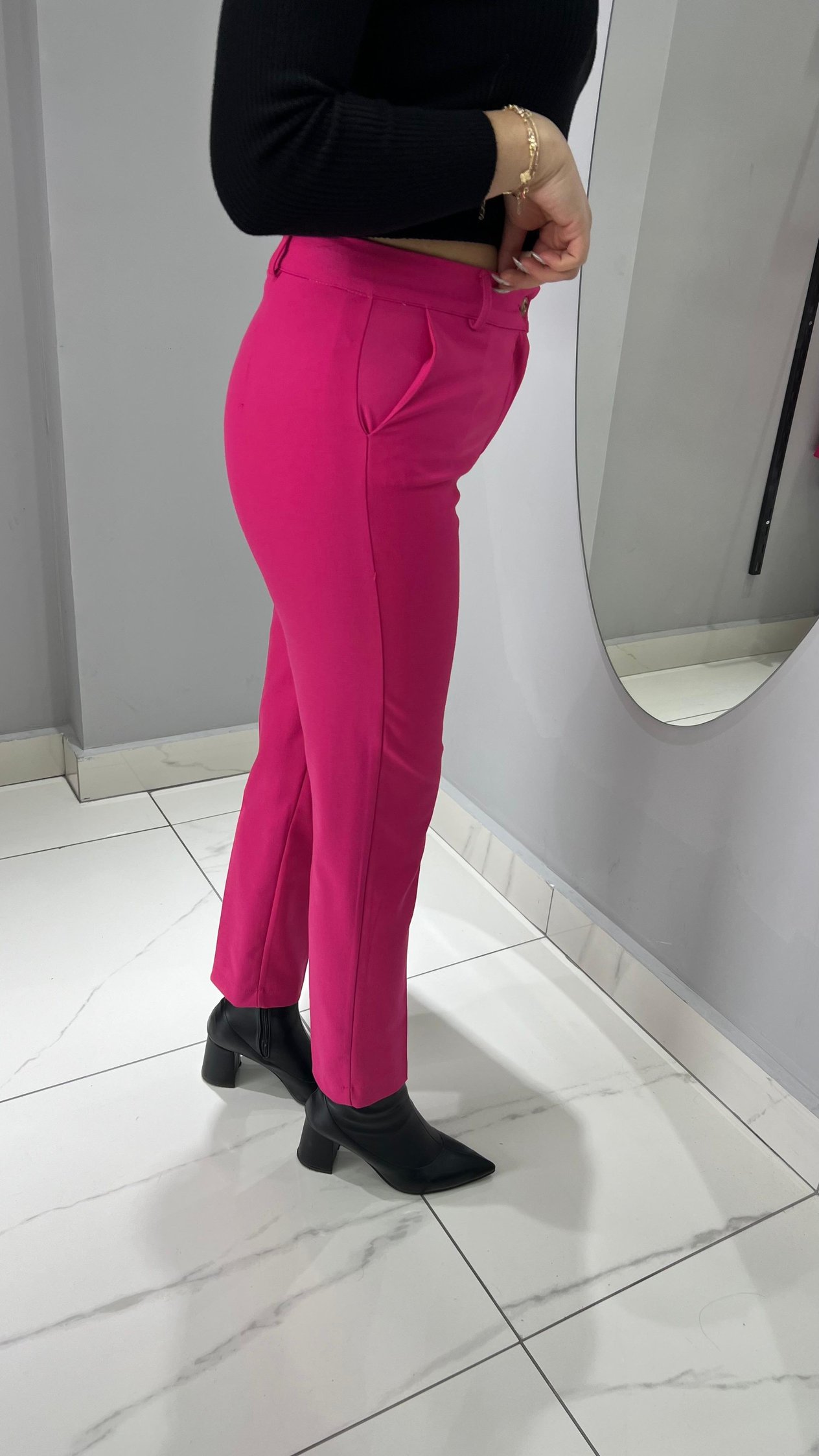 Pembe Kalem Kumaş Pantolon
