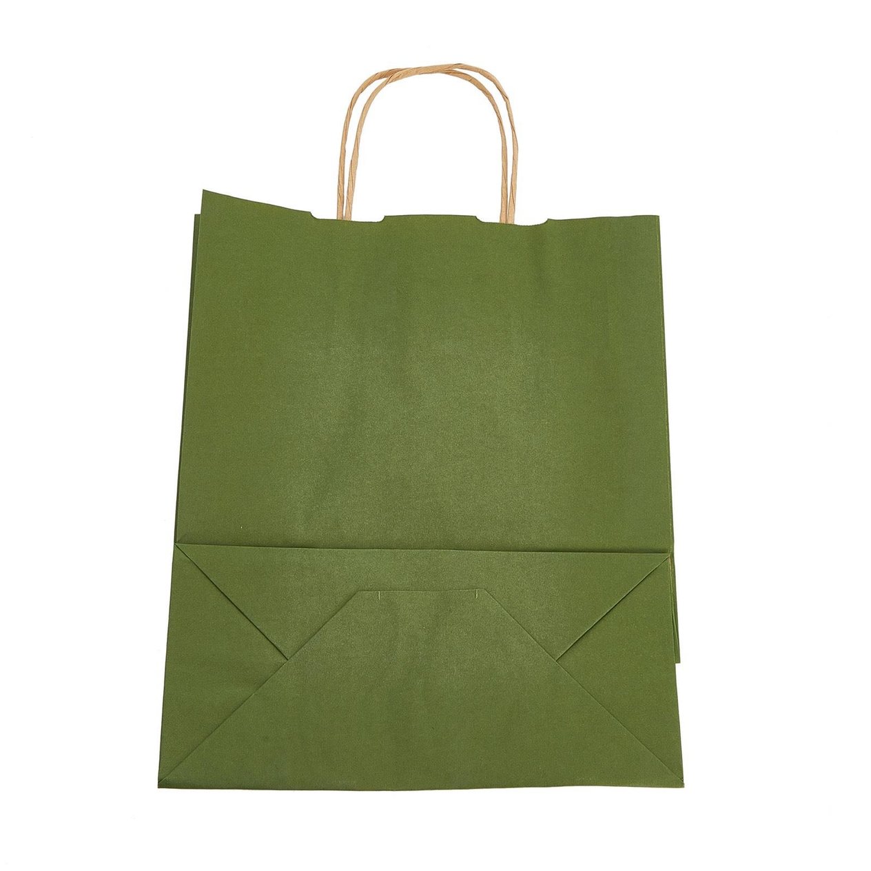 Burgu Saplı Yeşil Kağıt Çanta 25x12x31 25 Adet