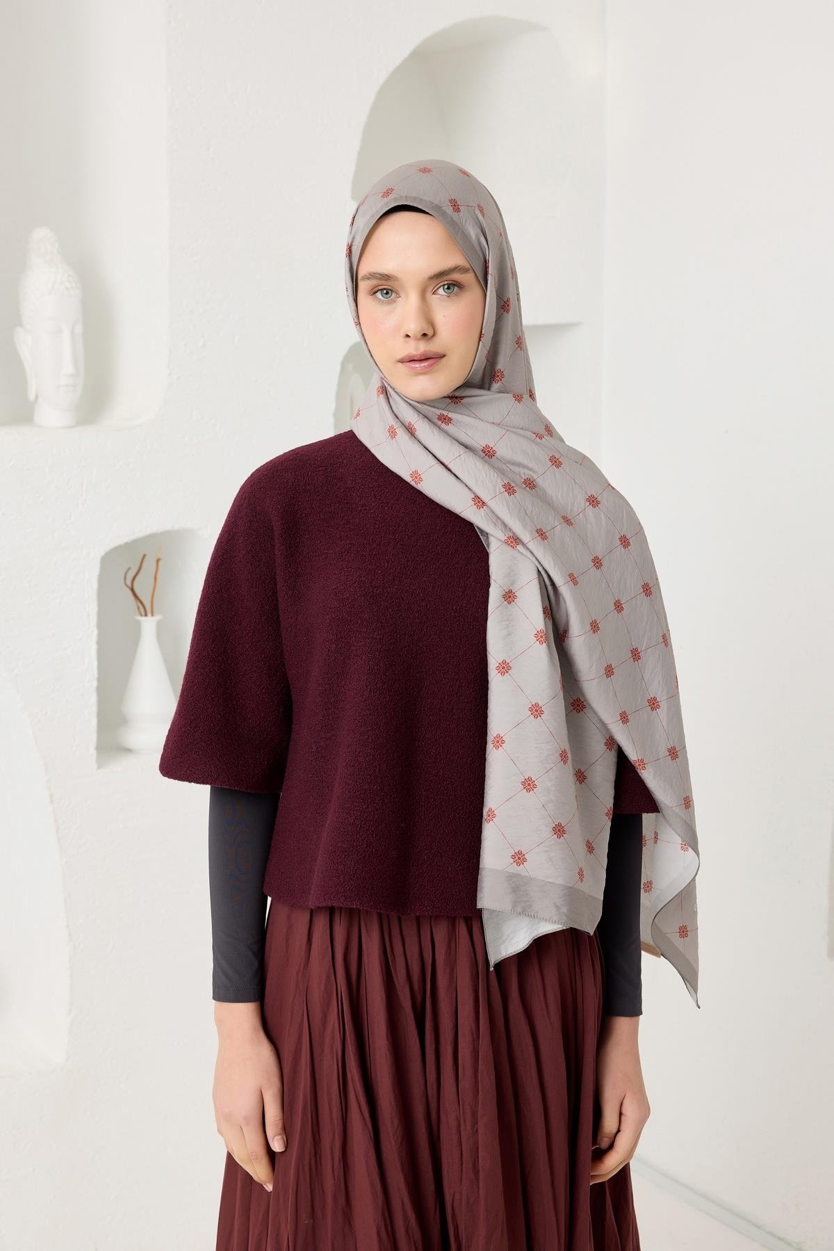 LİNA DESEN ŞAL-GRİ