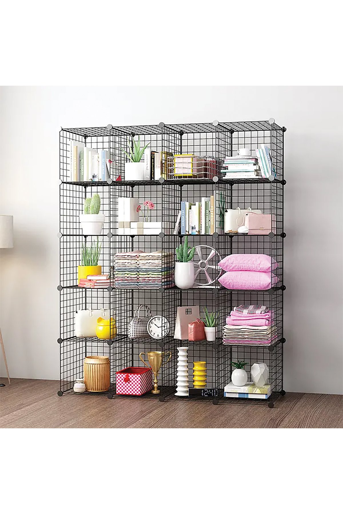 20'li Tel Küp Çok Amaçlı Organizer Raf Siyah 33cm