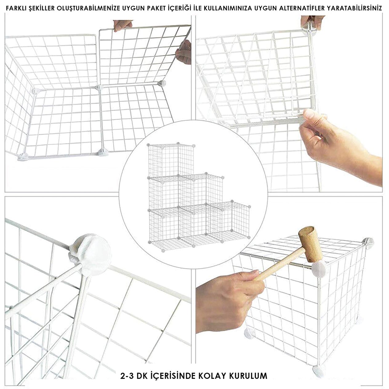 25'li Tel Küp Çok Amaçlı Organizer Raf Beyaz 33cm