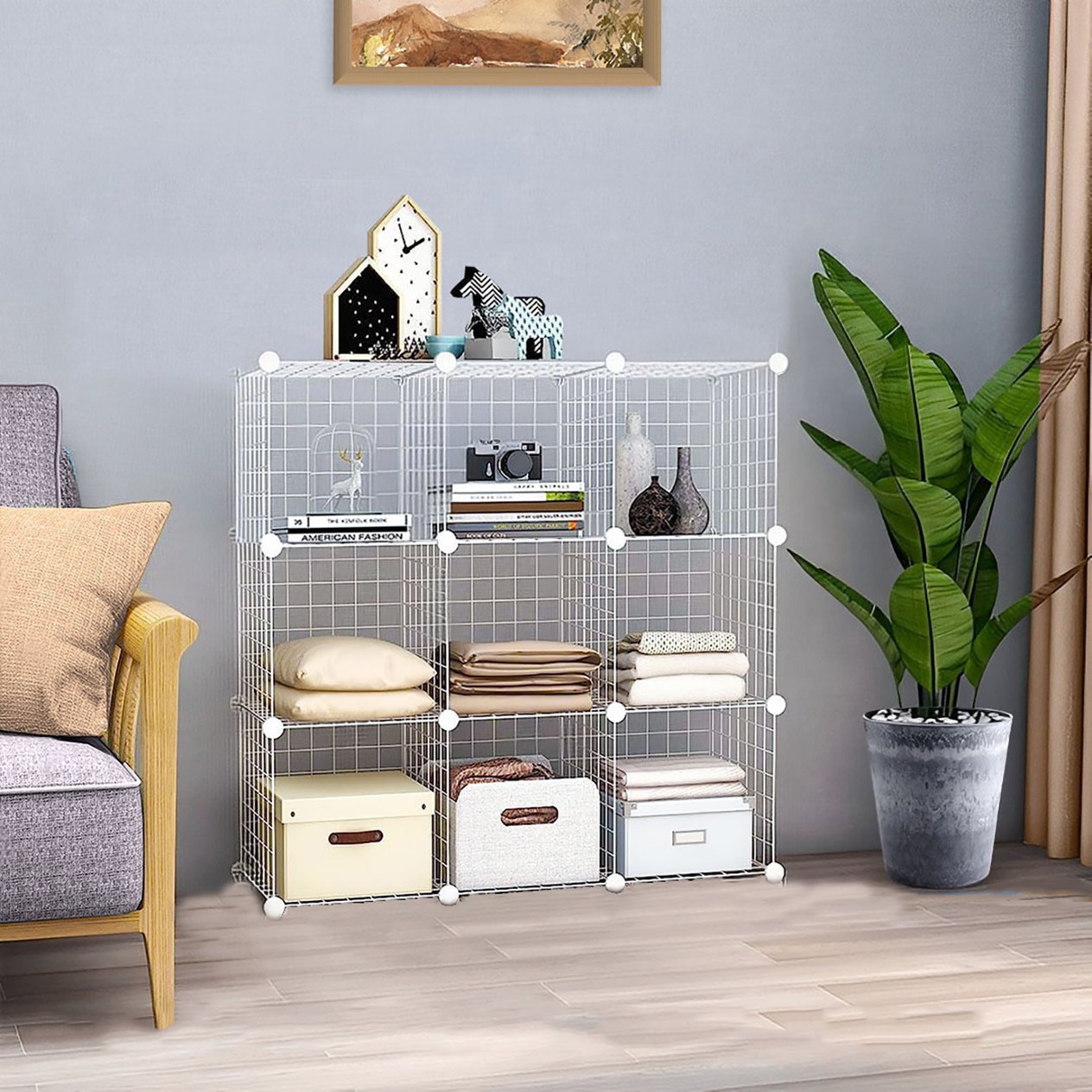 9'lu Tel Küp Çok Amaçlı Organizer Raf Beyaz 33cm