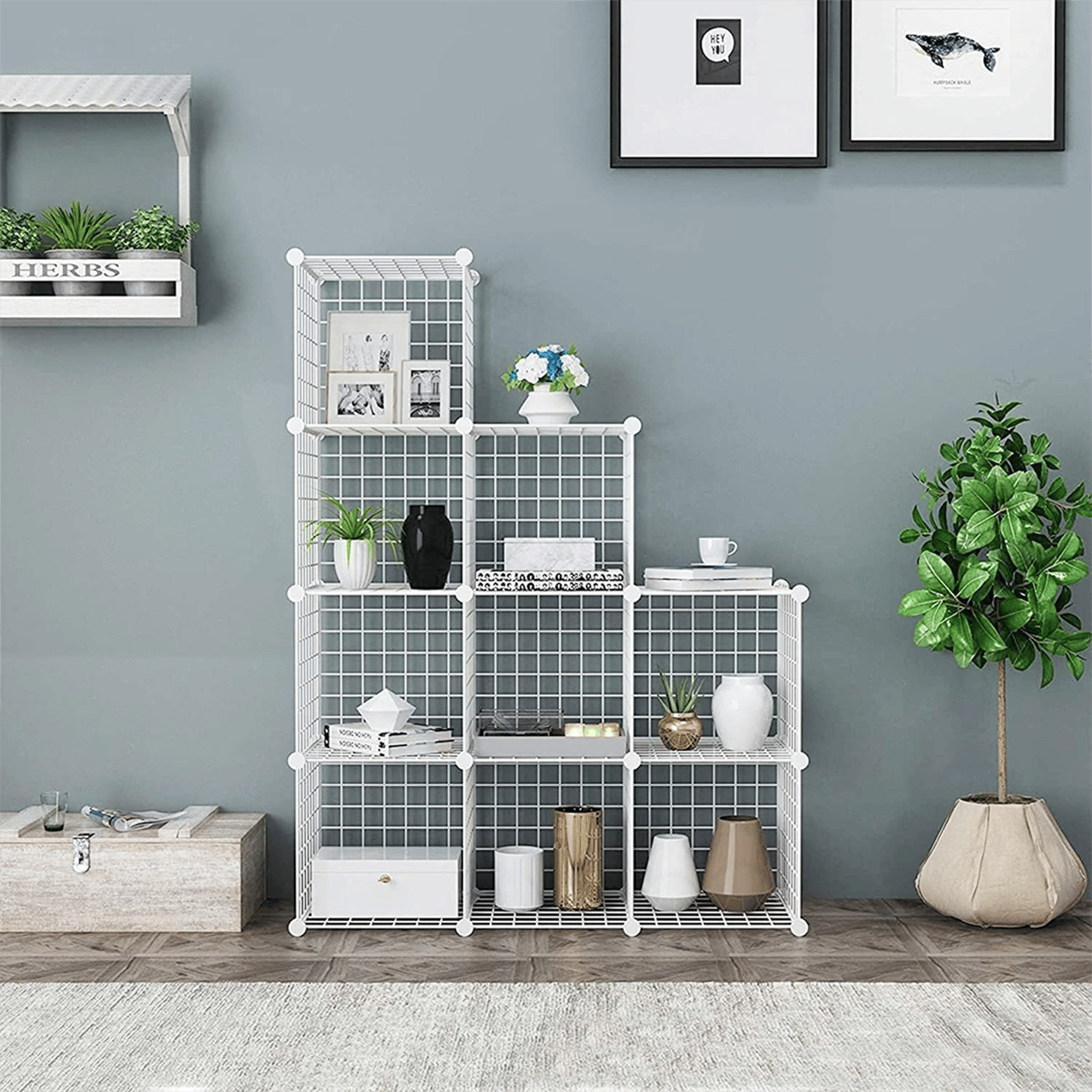 9'lu Tel Küp Çok Amaçlı Organizer Raf Beyaz 33cm