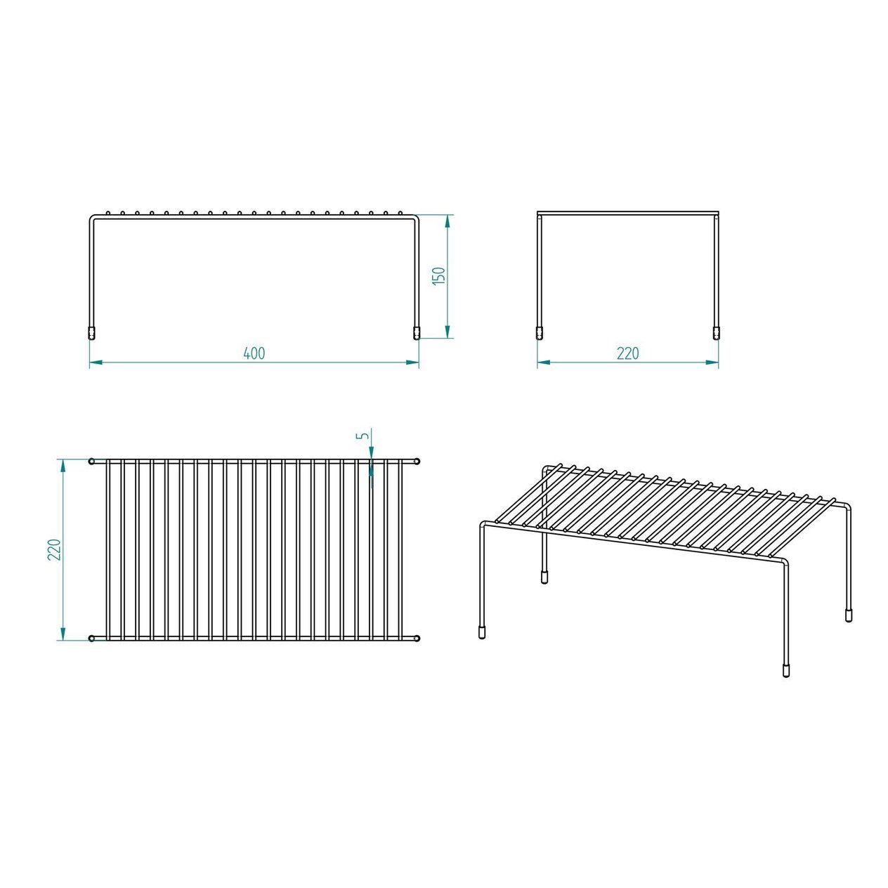 TEL ORGANİZER DOLAP DEPOLAMA RAFI 4'LÜ SET 22X40CM BEYAZ