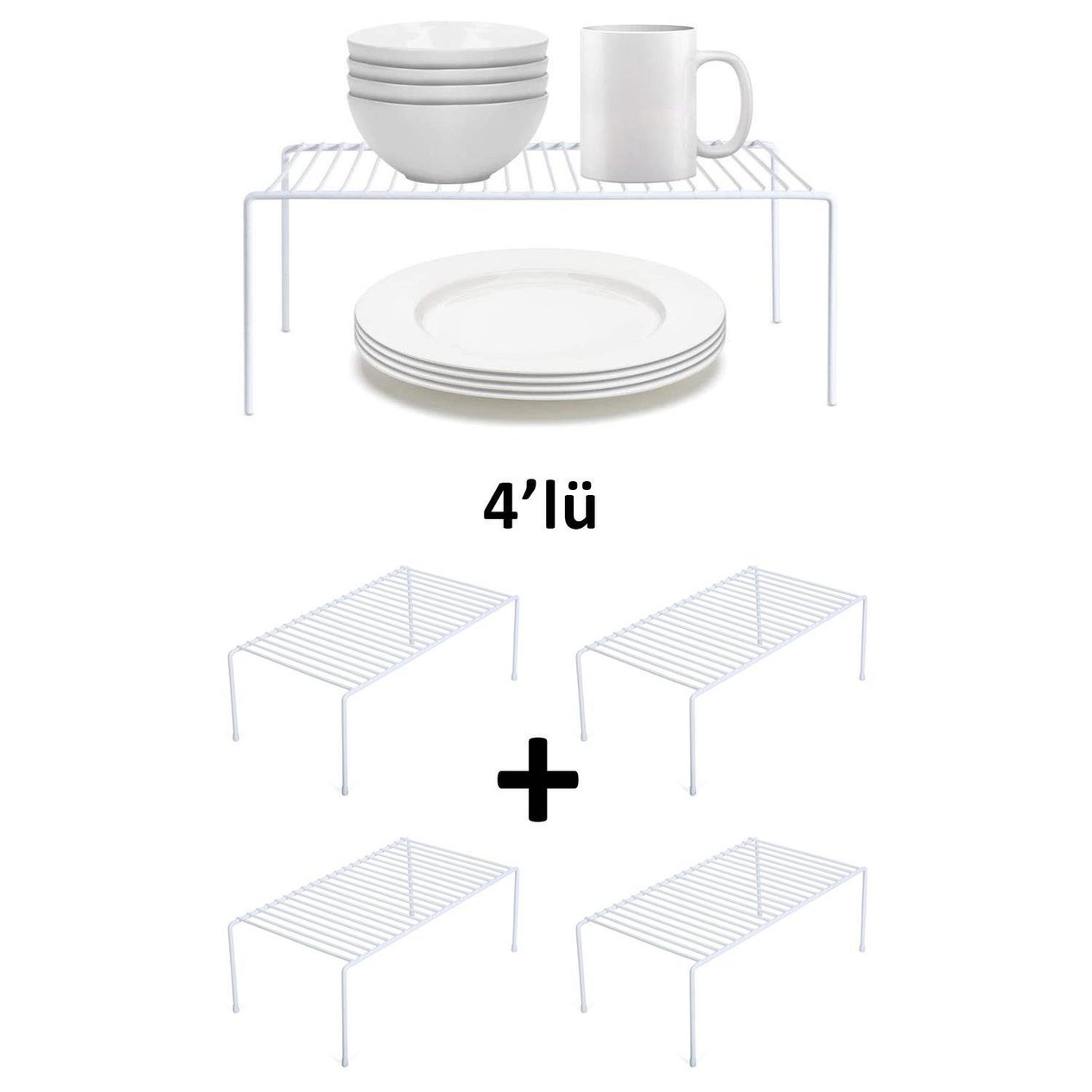 TEL ORGANİZER DOLAP DEPOLAMA RAFI 4'LÜ SET 22X40CM BEYAZ