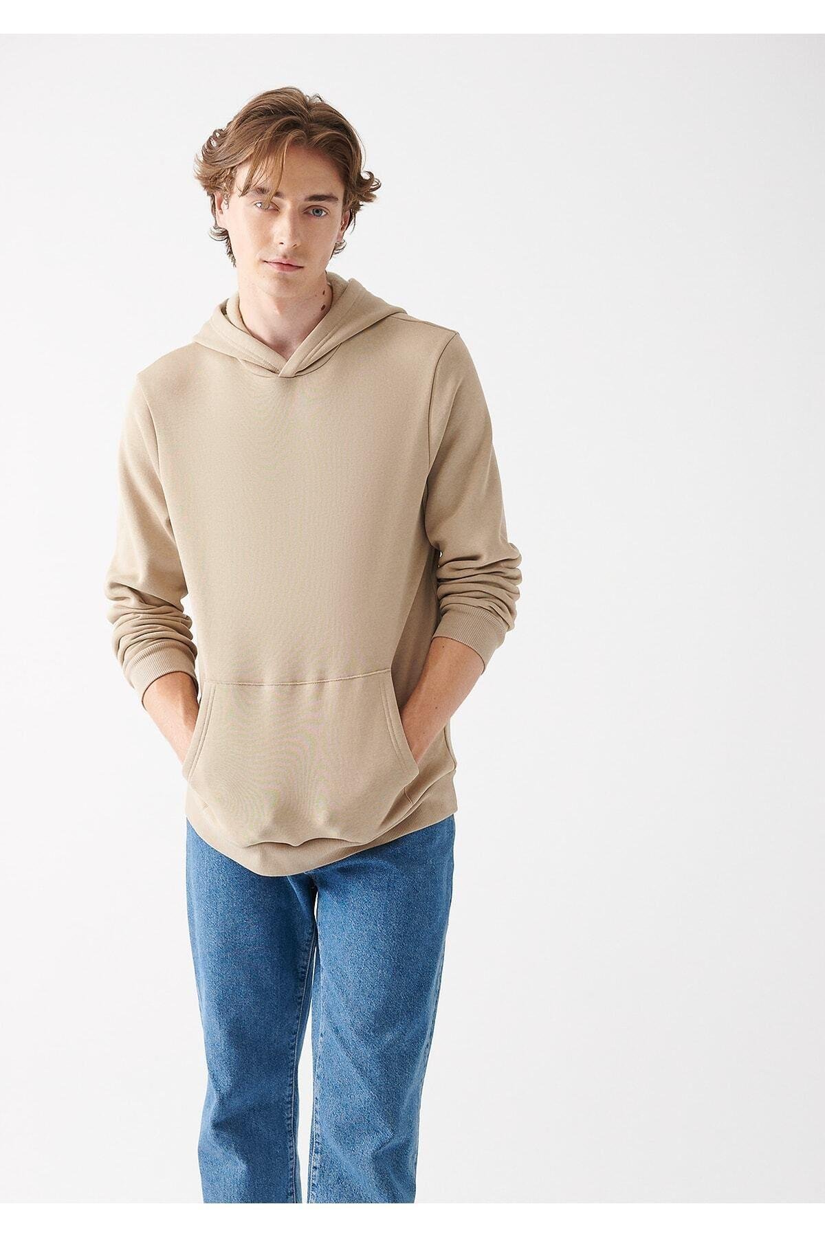Serüven Erkek Bej Kapüşonlu Sweatshirt