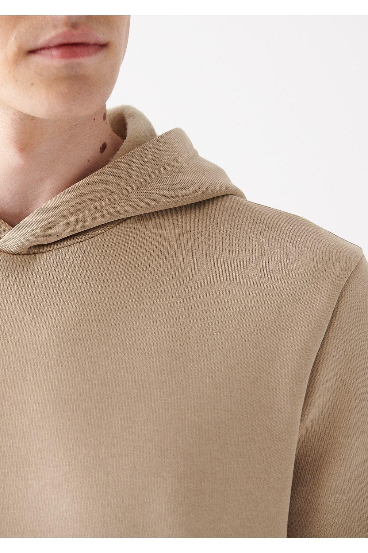 Serüven Erkek Bej Kapüşonlu Sweatshirt