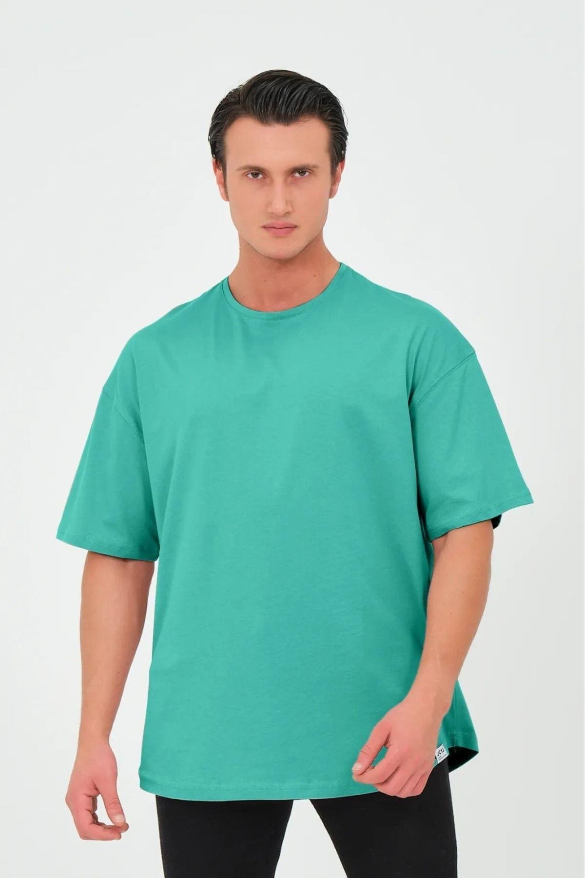 X Serüven %100 Organik Pamuk Erkek Düz Mint Tişört Regular Fit / Normal Kesim