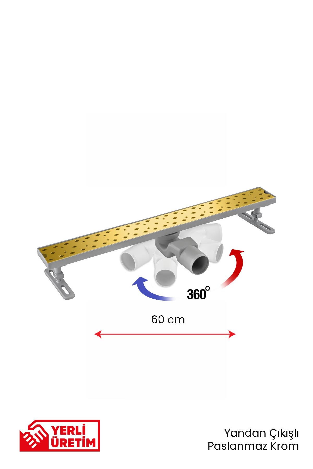 360° Dönerli Lineer Süzgeç - Yan Çıkışlı - Paslanmaz Gold