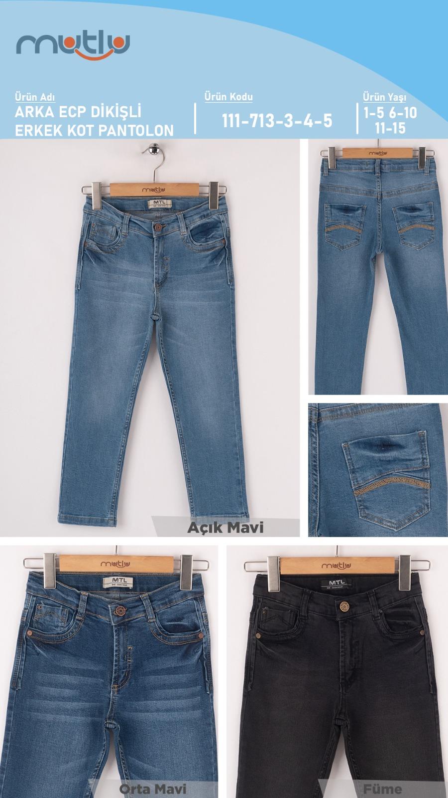 ARKA CEP DİKİŞLİ ERKEK KOT PANTOLON