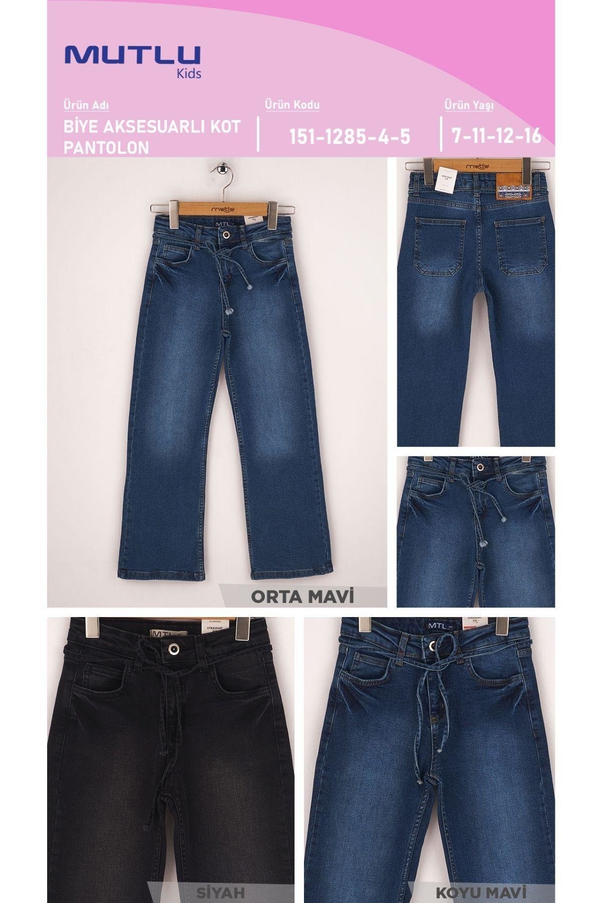 BİYE AKSESUARLI KOT PANTOLON