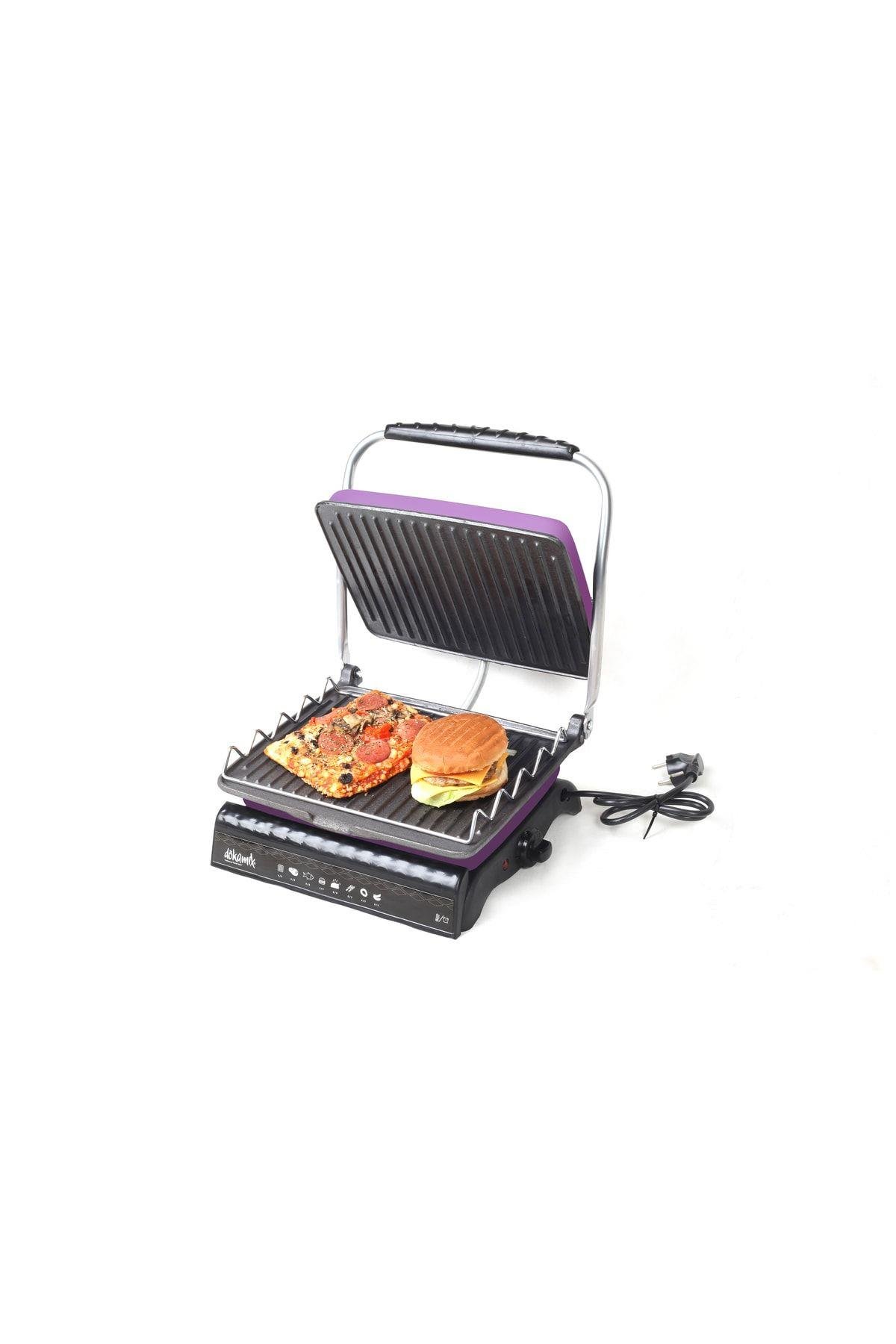 Ultra Plus Organik Demir Döküm Izgara - Tost Makinası Lila Izgara Aparatlı Fırçalı Yağdanlık