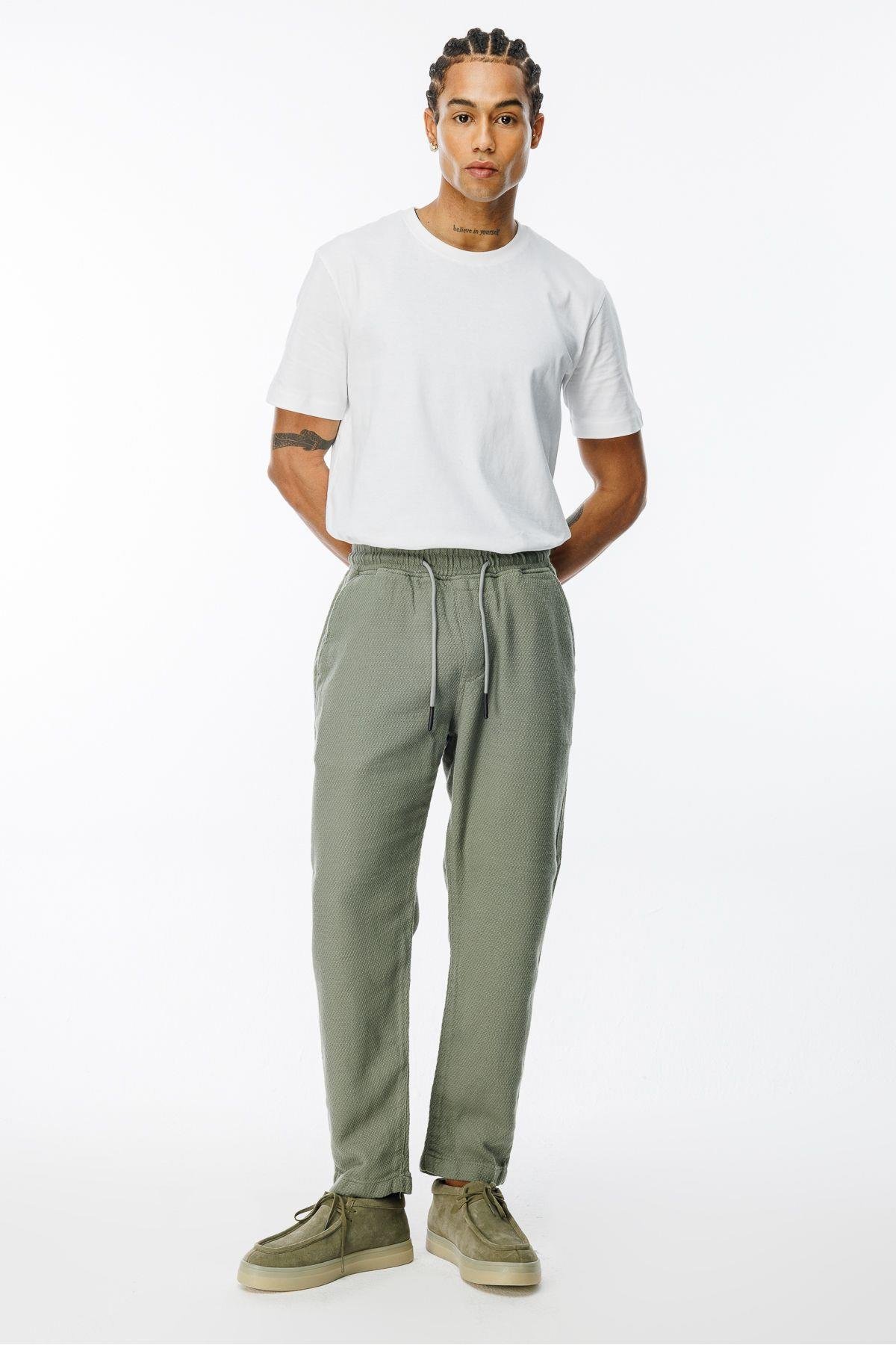 Erkek Yeni Sezon %100 Pamuklu Rahat Kesim Relax Fit Örme Kumaş Pantolon K1327