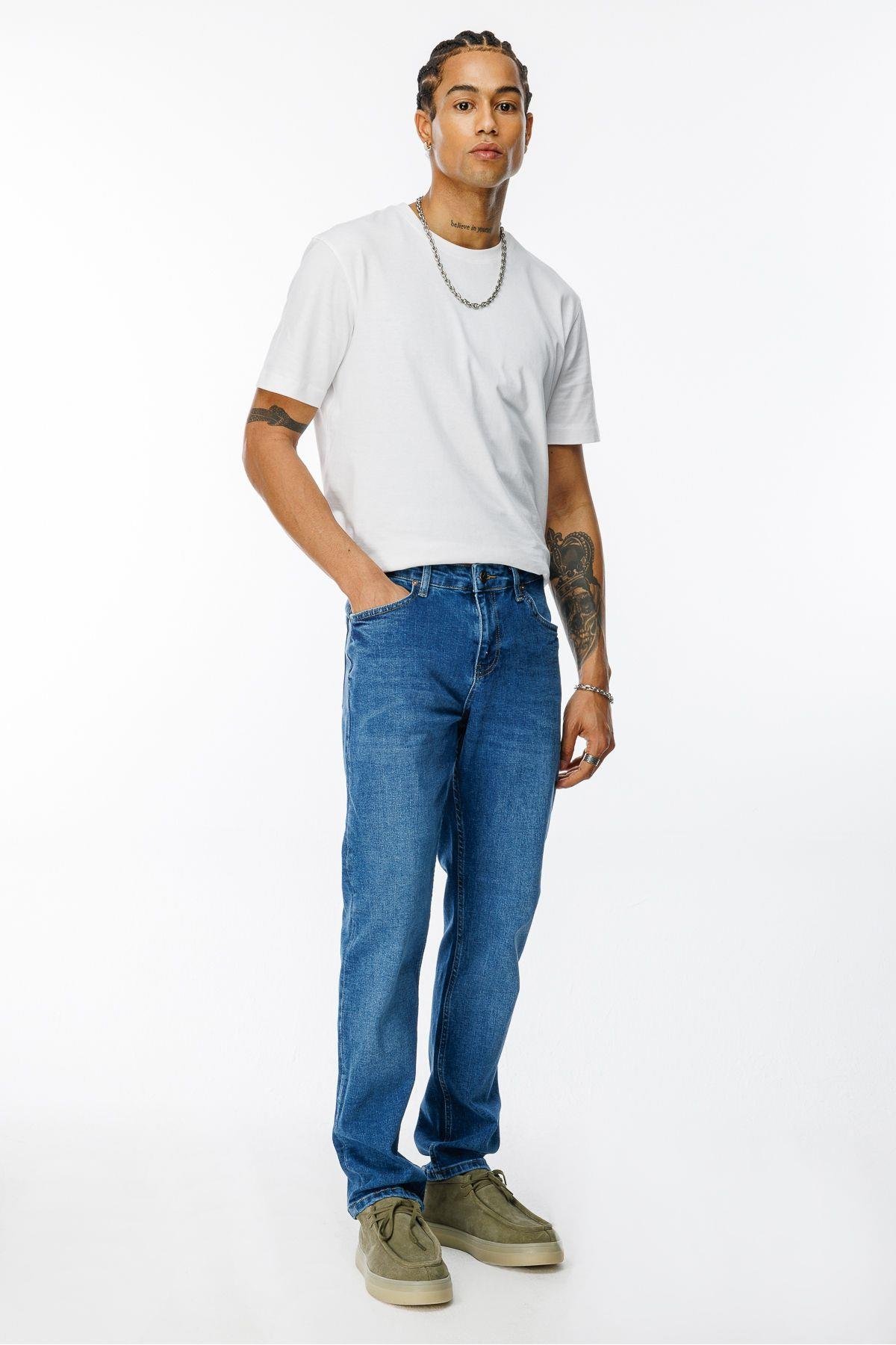 Erkek Yeni Sezon SLİM Fit Likra'lı Denim Pantolon SLK-1441