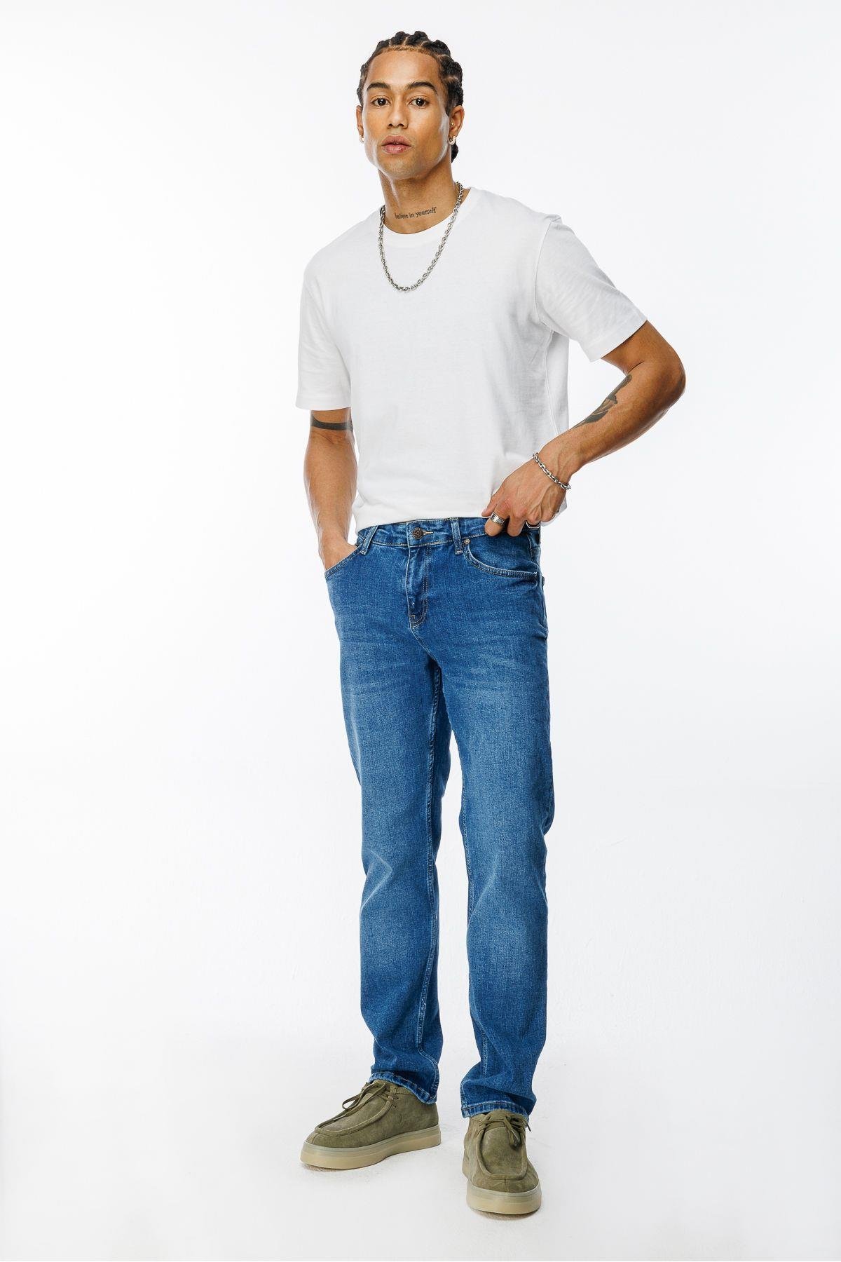 Erkek Yeni Sezon SLİM Fit Likra'lı Denim Pantolon SLK-1441