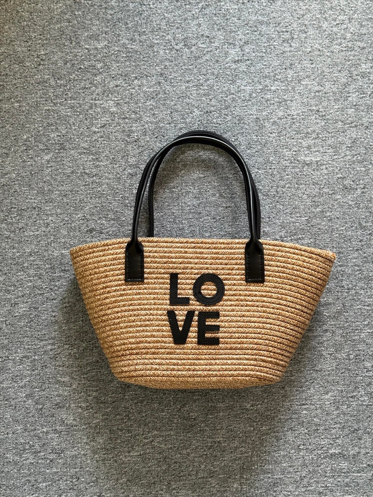 LOVE SİYAH HASIR ÇANTA