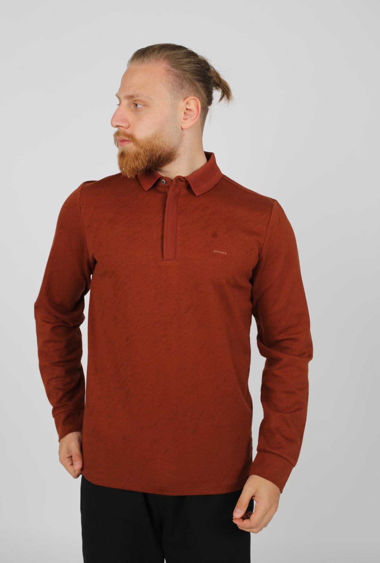 POLO YAKA UZUN KOL T-SHİRT SWEATSHIRT KİREMİT