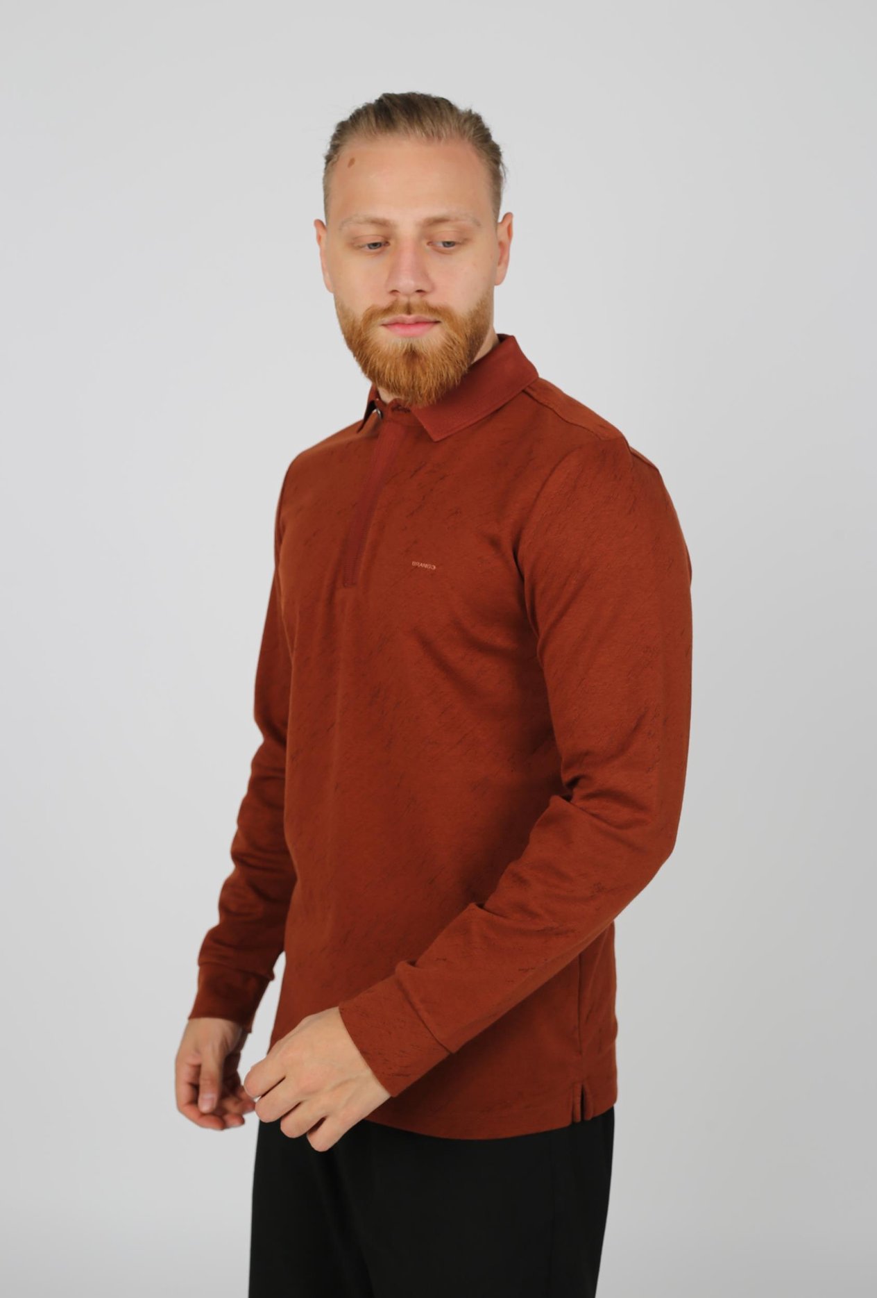 POLO YAKA UZUN KOL T-SHİRT SWEATSHIRT KİREMİT