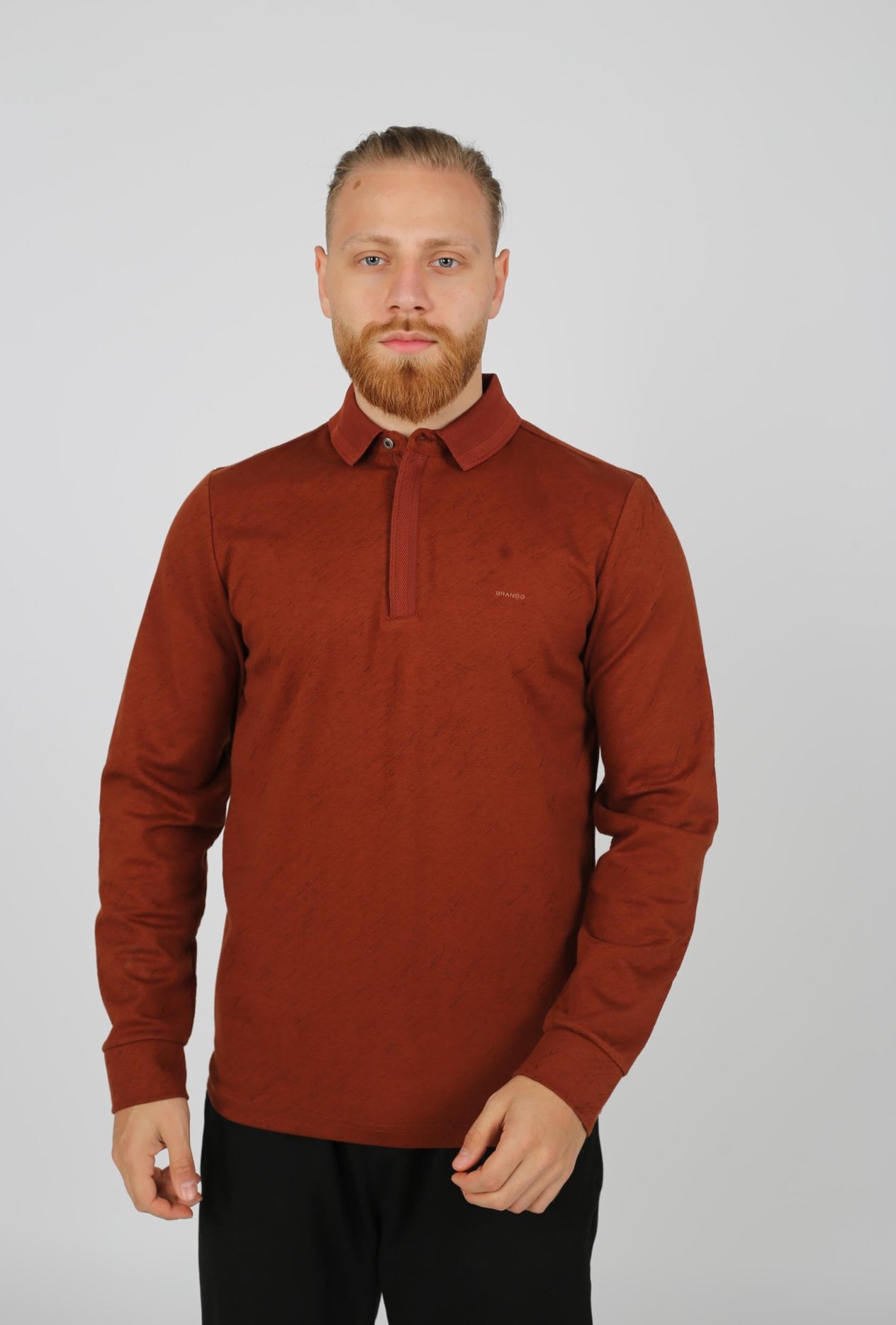 POLO YAKA UZUN KOL T-SHİRT SWEATSHIRT KİREMİT