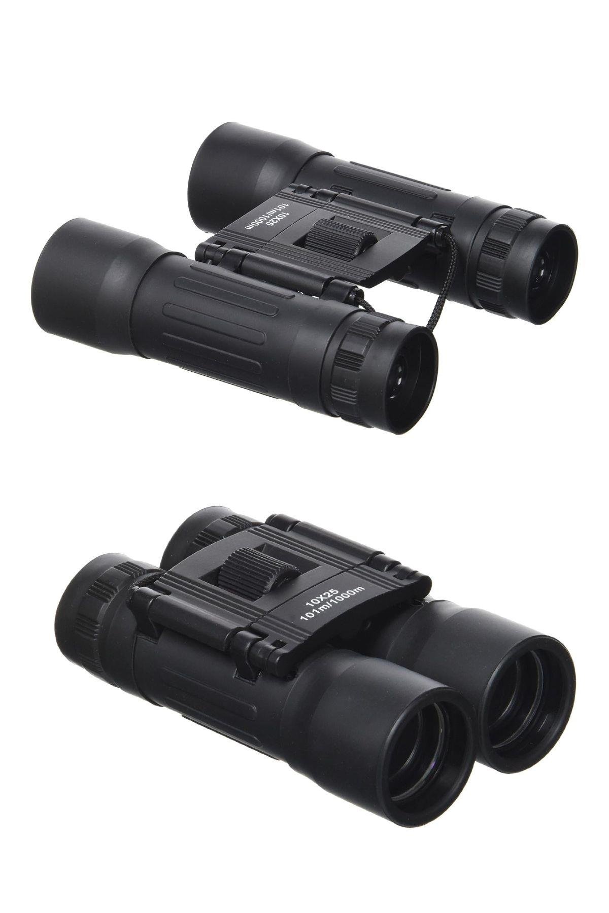 Katlanabilir Taşınabilir Dürbün 25mm Cam Mercekli Askılı Taşıma Çantalı UV Korumalı Lens 10x Dürbün