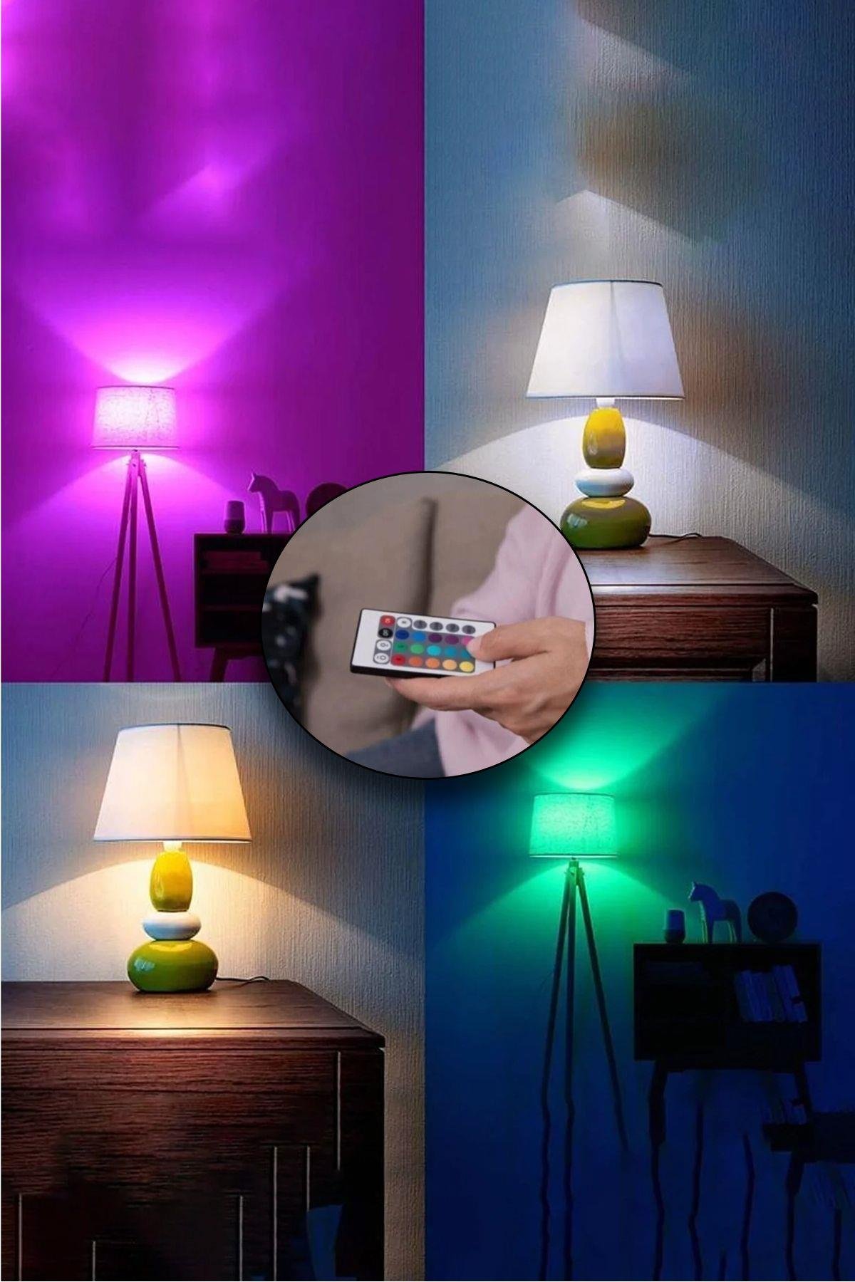 Kumandalı LED Ampul Çok Renkli %90 Enerji Tasarruflu 9W Beyaz Işıklı Ampul 4 Farklı Modlu