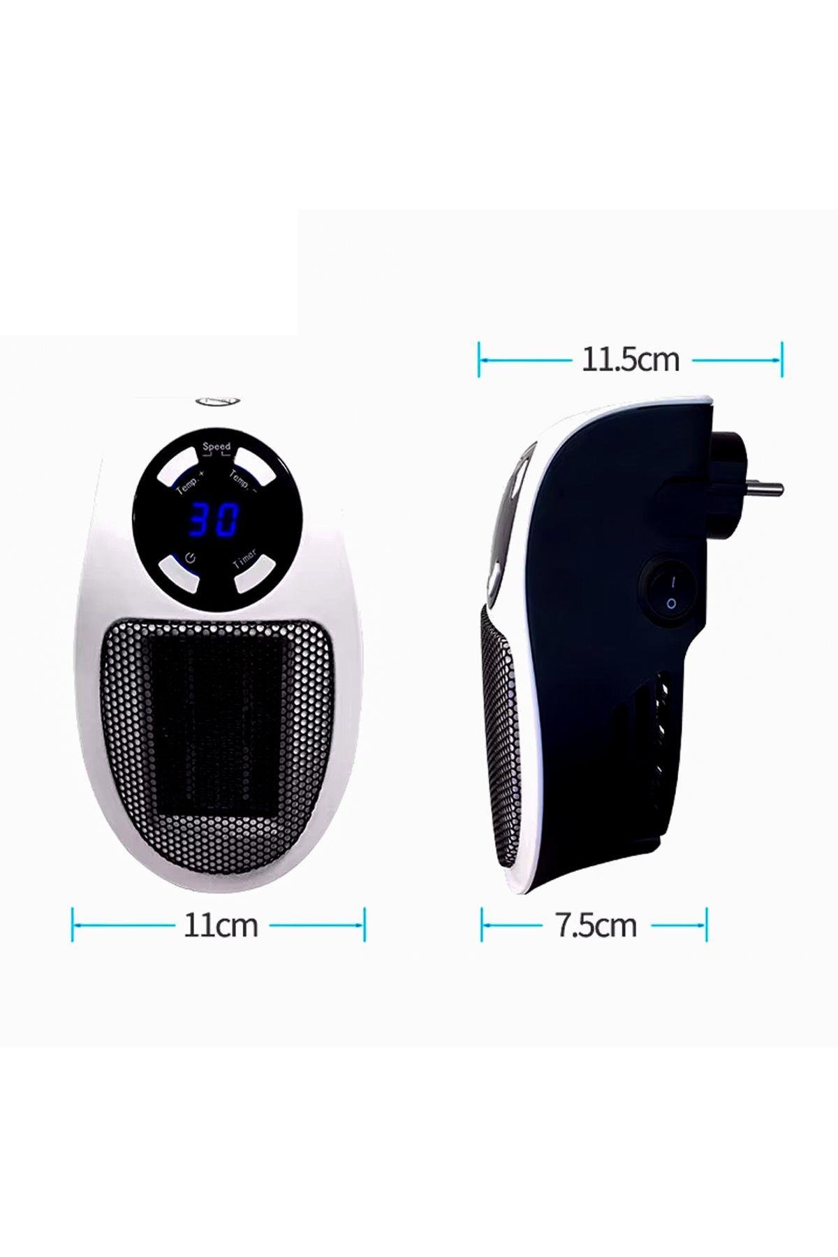 Uzaktan Kumandalı Fanlı Isıtıcı Priz Tipi Taşınabilir Zamanlayıcı Otomatik Kapanma Priz Isıtıcı 500W
