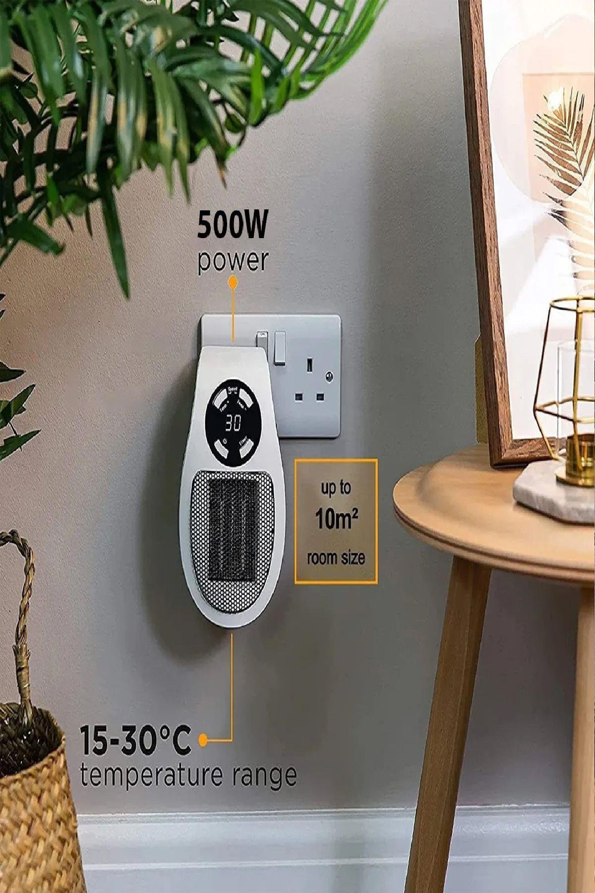 Uzaktan Kumandalı Fanlı Isıtıcı Priz Tipi Taşınabilir Zamanlayıcı Otomatik Kapanma Priz Isıtıcı 500W