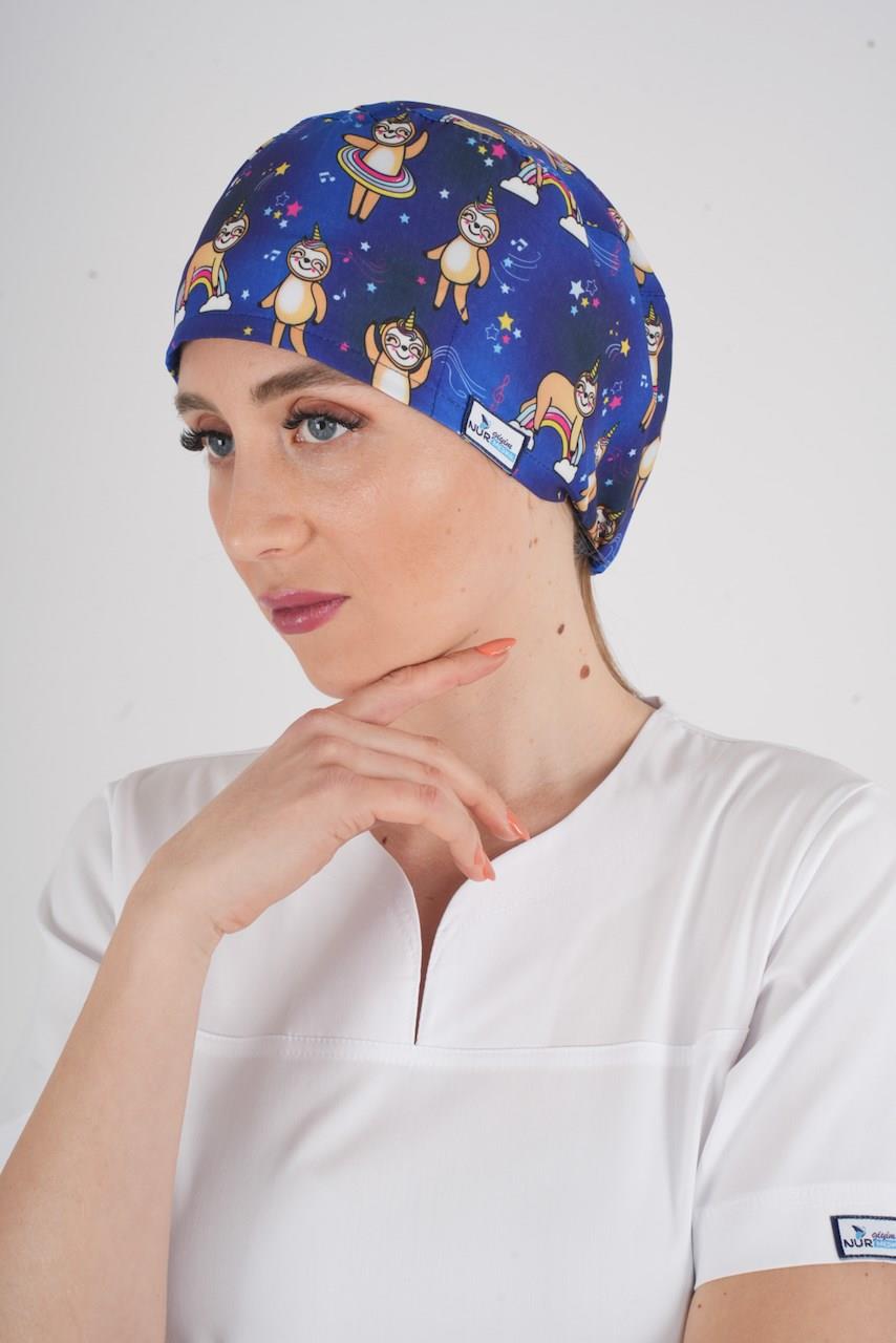 Unisex Stars Club Desenli Hemşire Doktor Hastane Medikal Aşçı Cerrahi Bonesi-Nur Medikal Giyim
