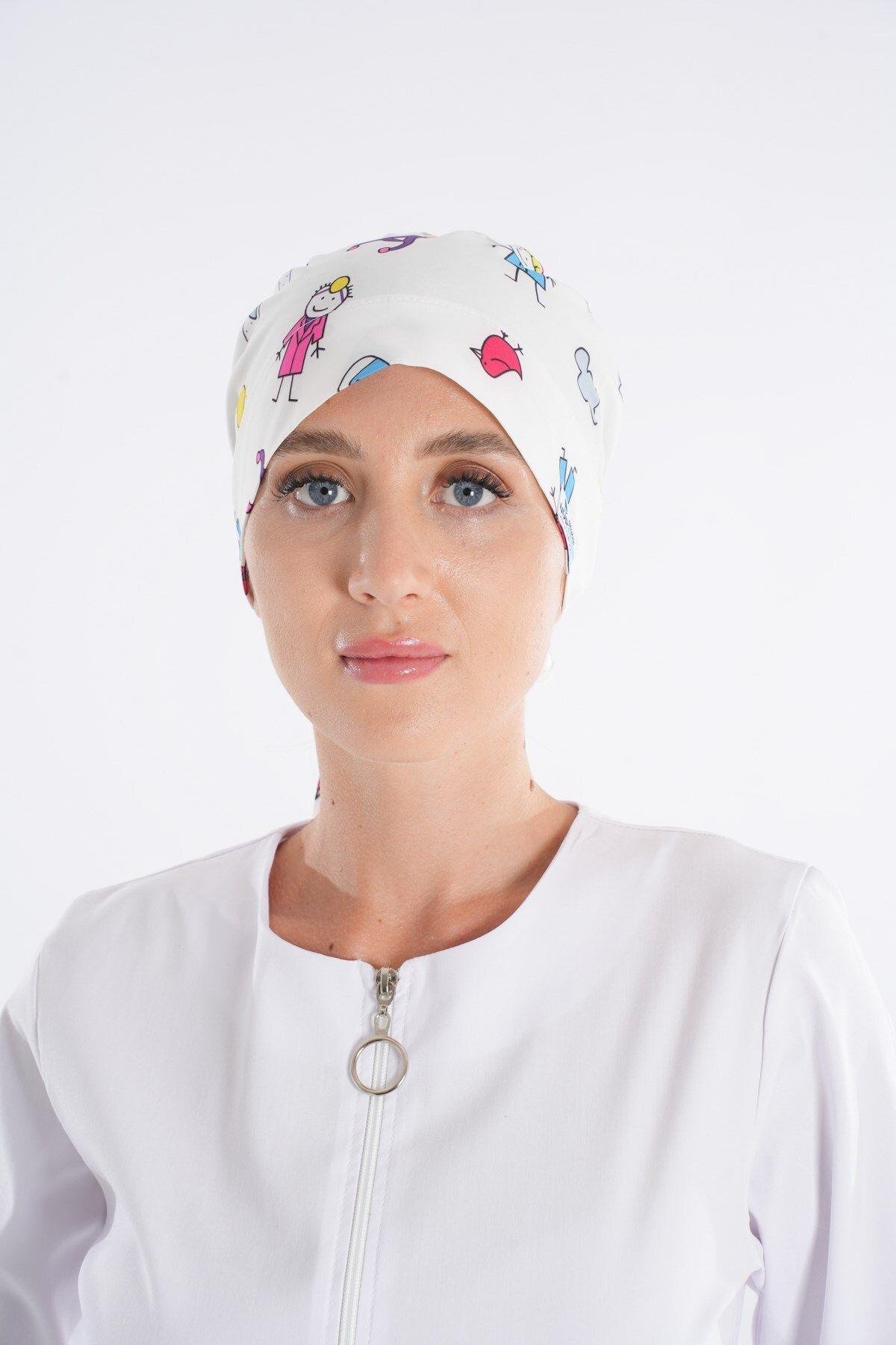 Yarabandı Desenli Tesettür Doktor Hemşire Hastane Cerrahi Bone-Nur Medikal Giyim