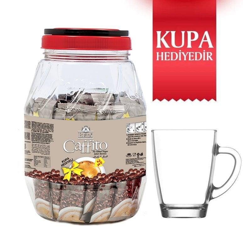 Beta Caffıto 2'si 1 Arada Çözünebilir Classic Kahve 36 x 14 gram, CAM KUPA Hediyeli, Pet Kavanoz Ambalajda