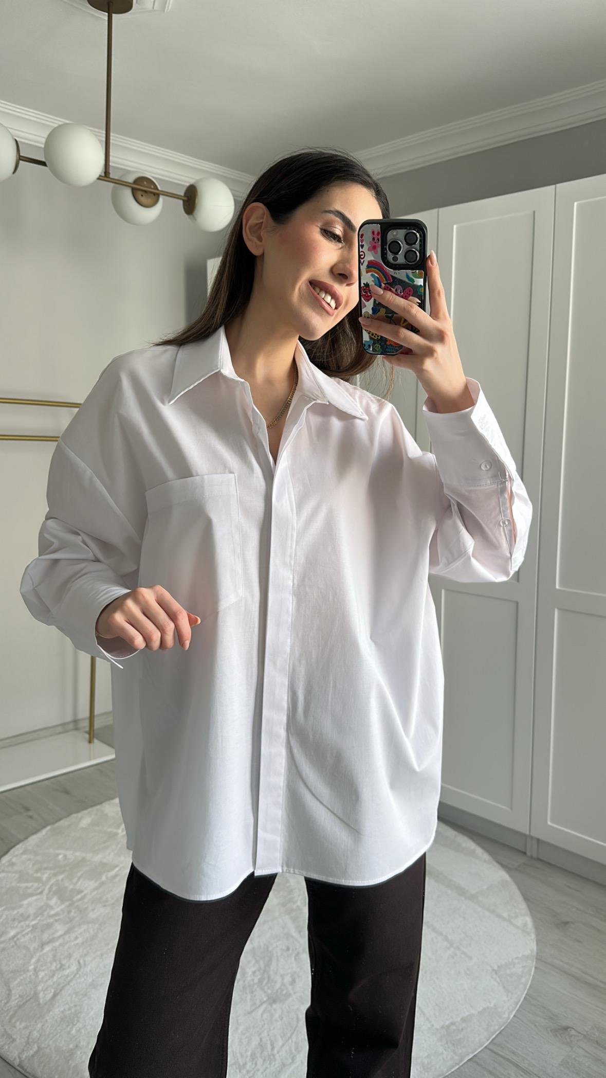 OVERSIZE PREMIUM BEYAZ GOMLEK