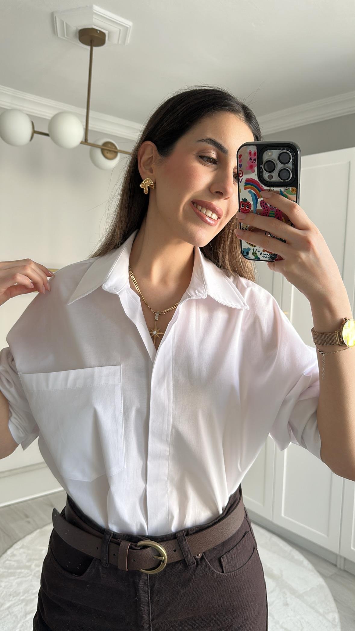 OVERSIZE PREMIUM BEYAZ GOMLEK