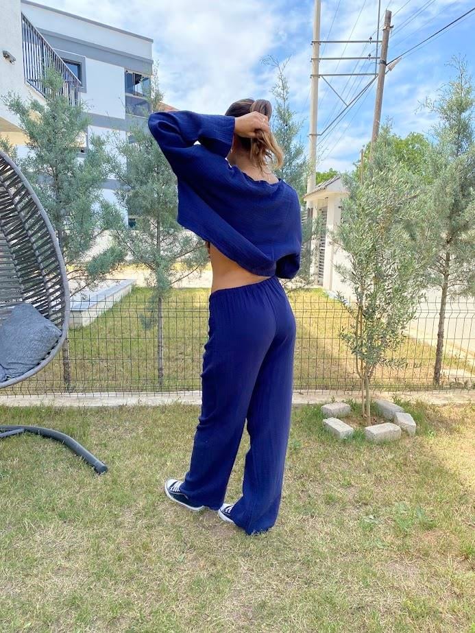 PANTOLONLacivert Müslin Pantalon