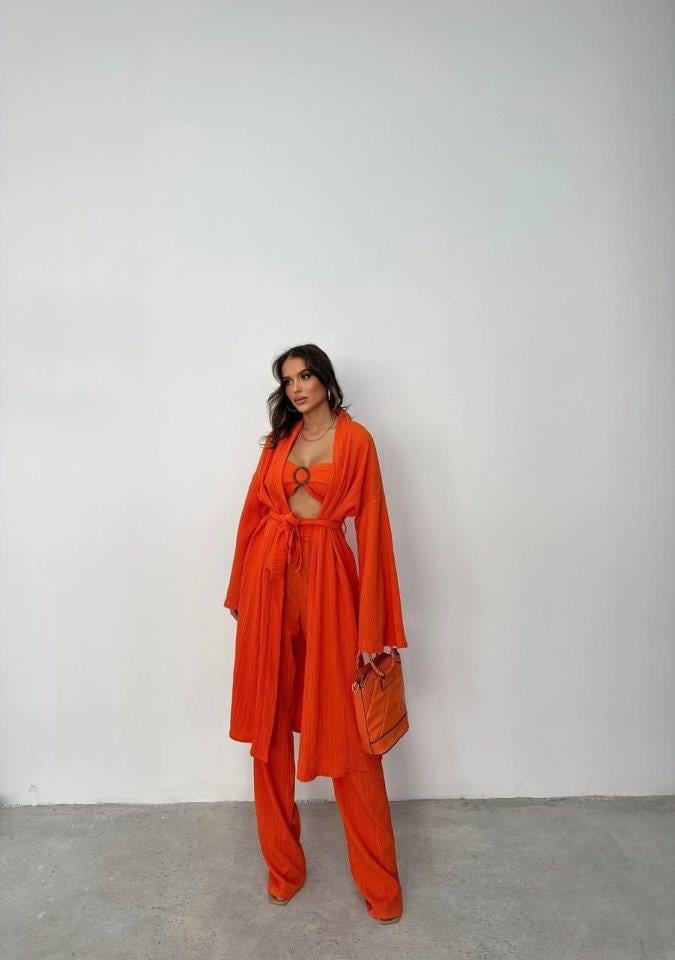 KRINKILL BÜSTİYER-PANTOLON-KİMONO TAKIM - Orange