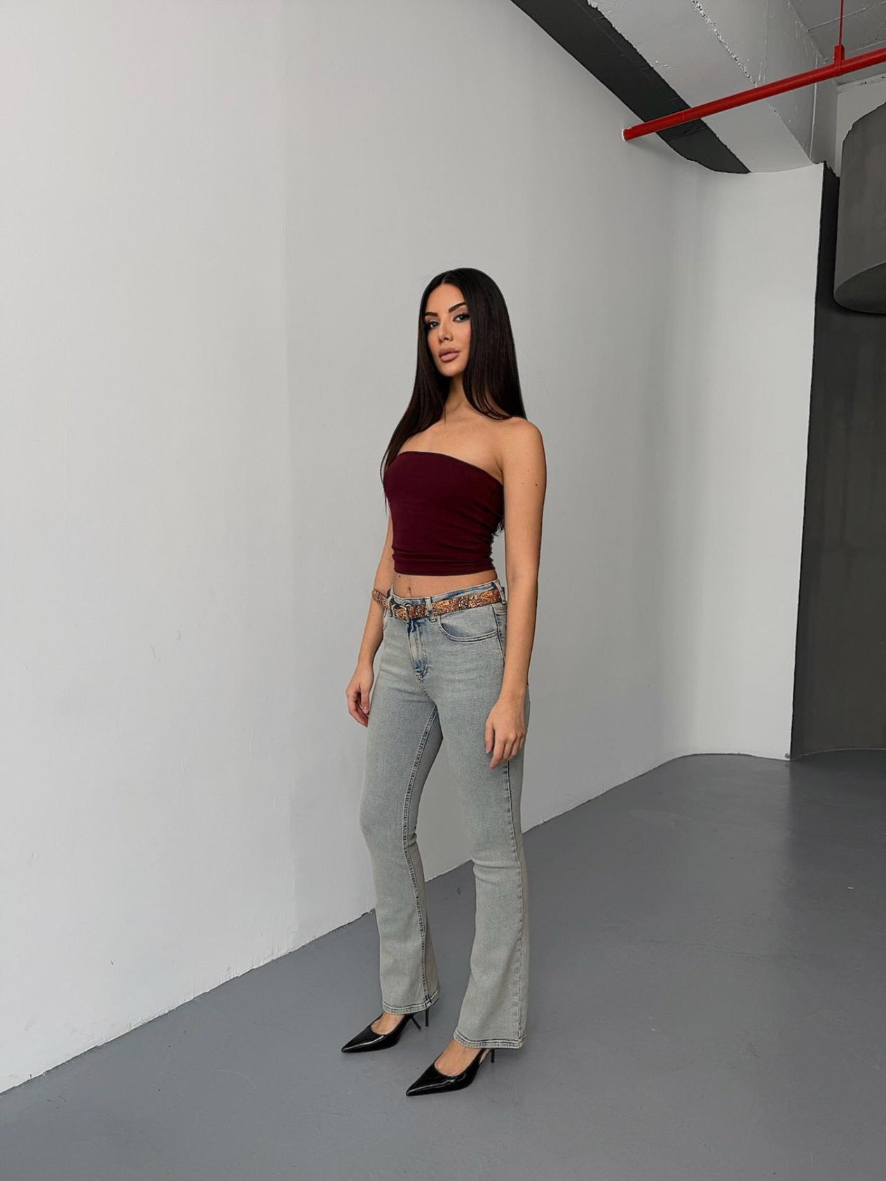 Günlük Giyim Denim Pantolon Kahverengi