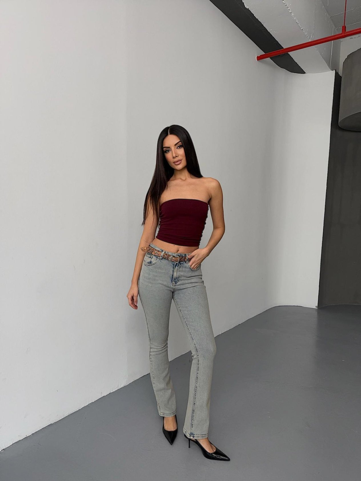 Günlük Giyim Denim Pantolon Kahverengi