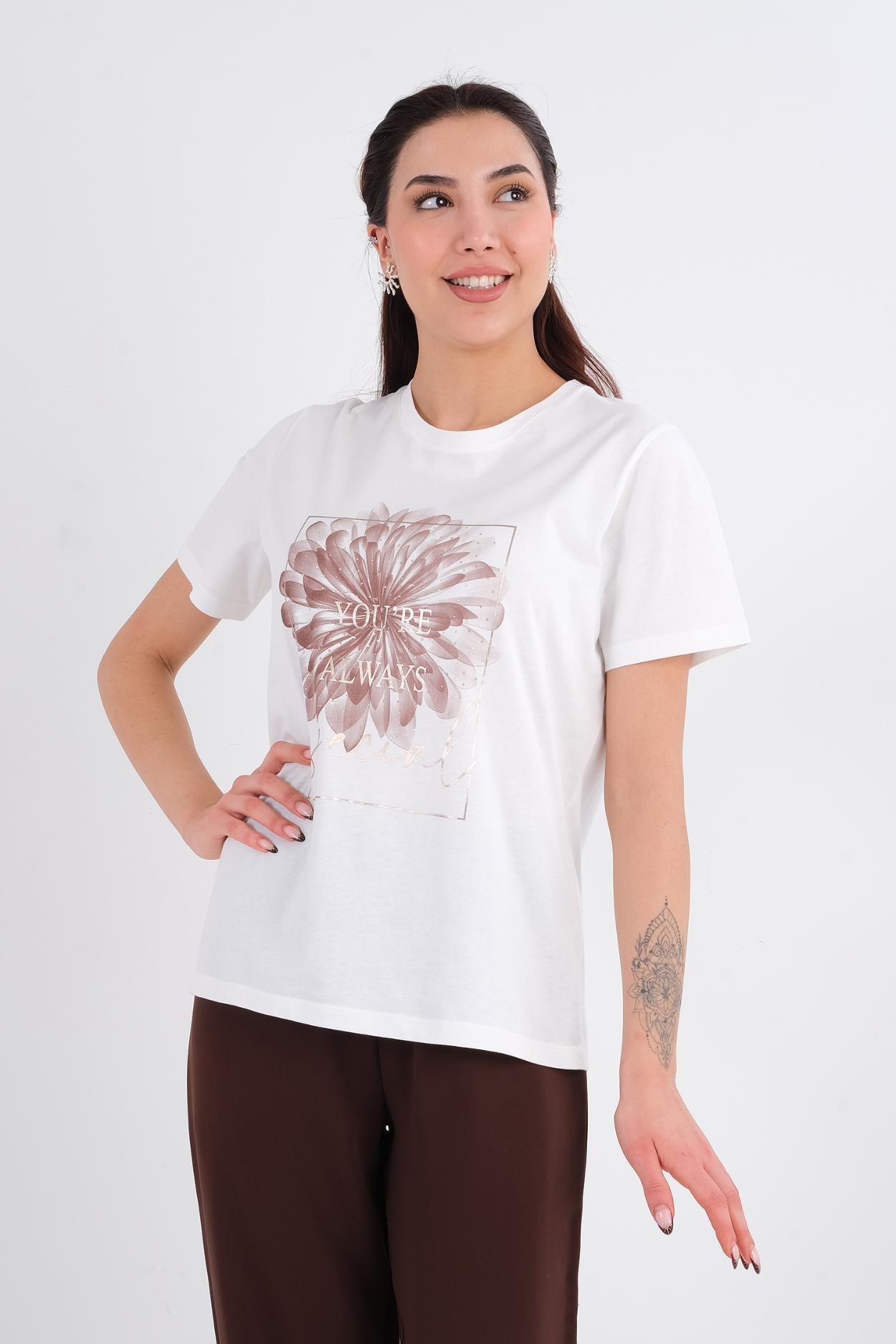 Joggy Günlük Giyim T-shirt Kırık Beyaz