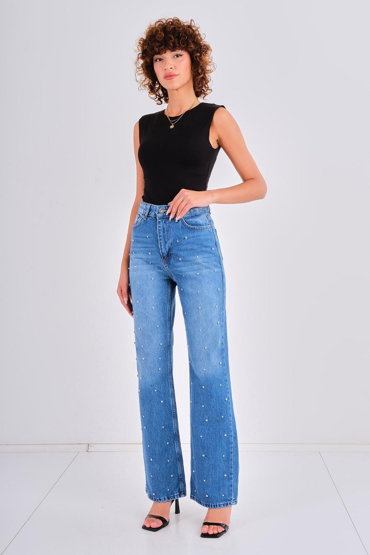 Miss Poem Günlük Giyim Denim Pantolon Mavi