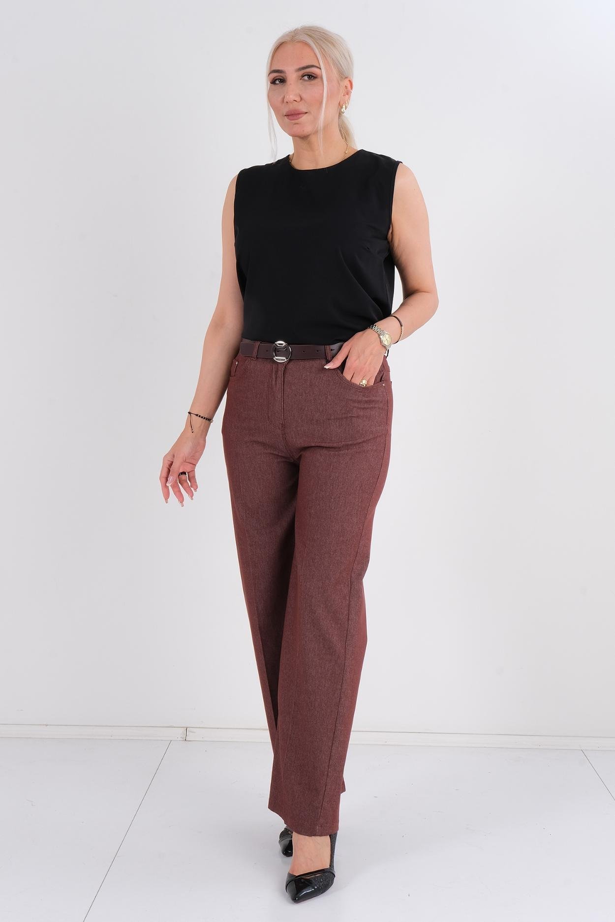 Mosento Günlük Giyim Denim Pantolon Kahverengi