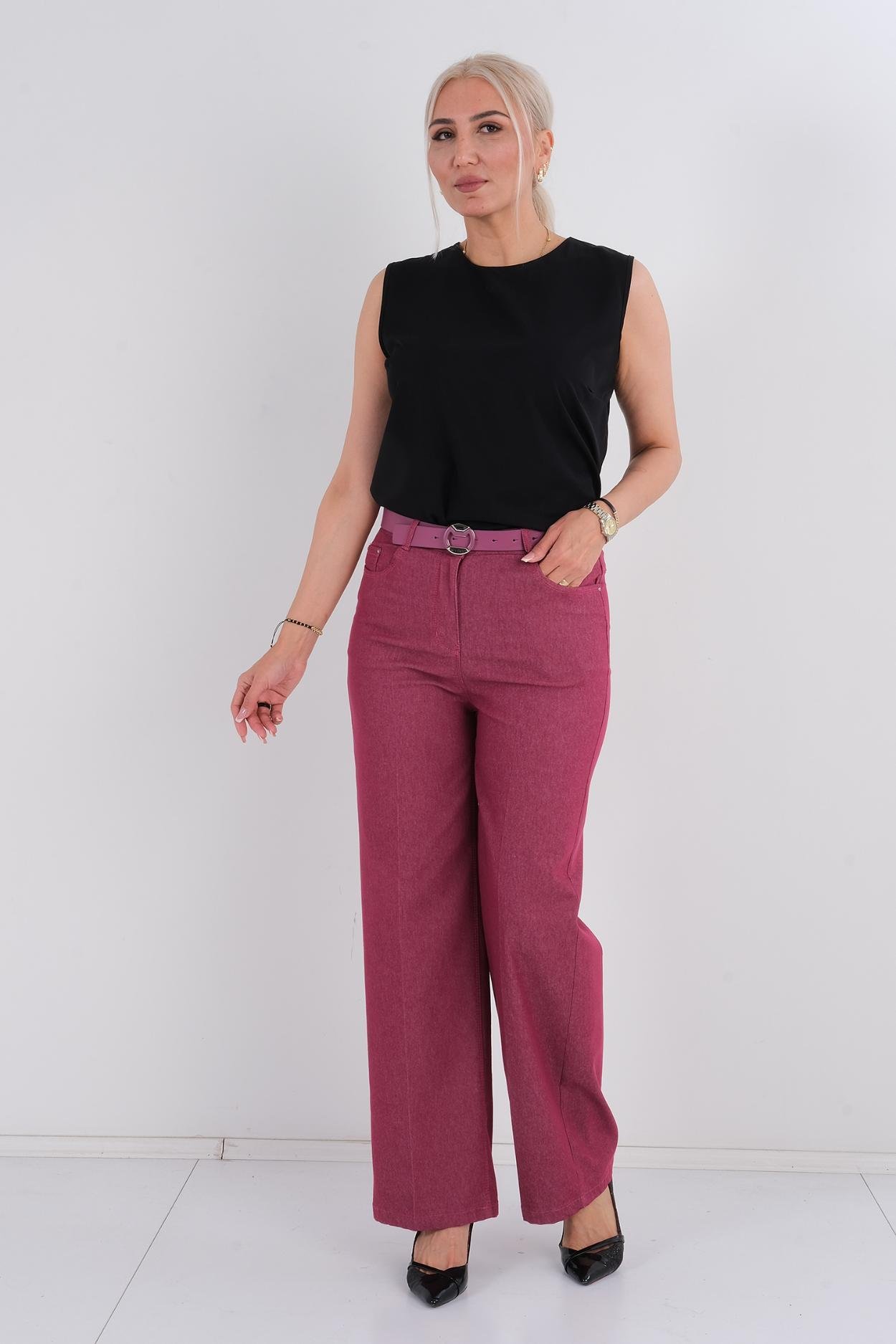 Mosento Günlük Giyim Denim Pantolon Kırmızı