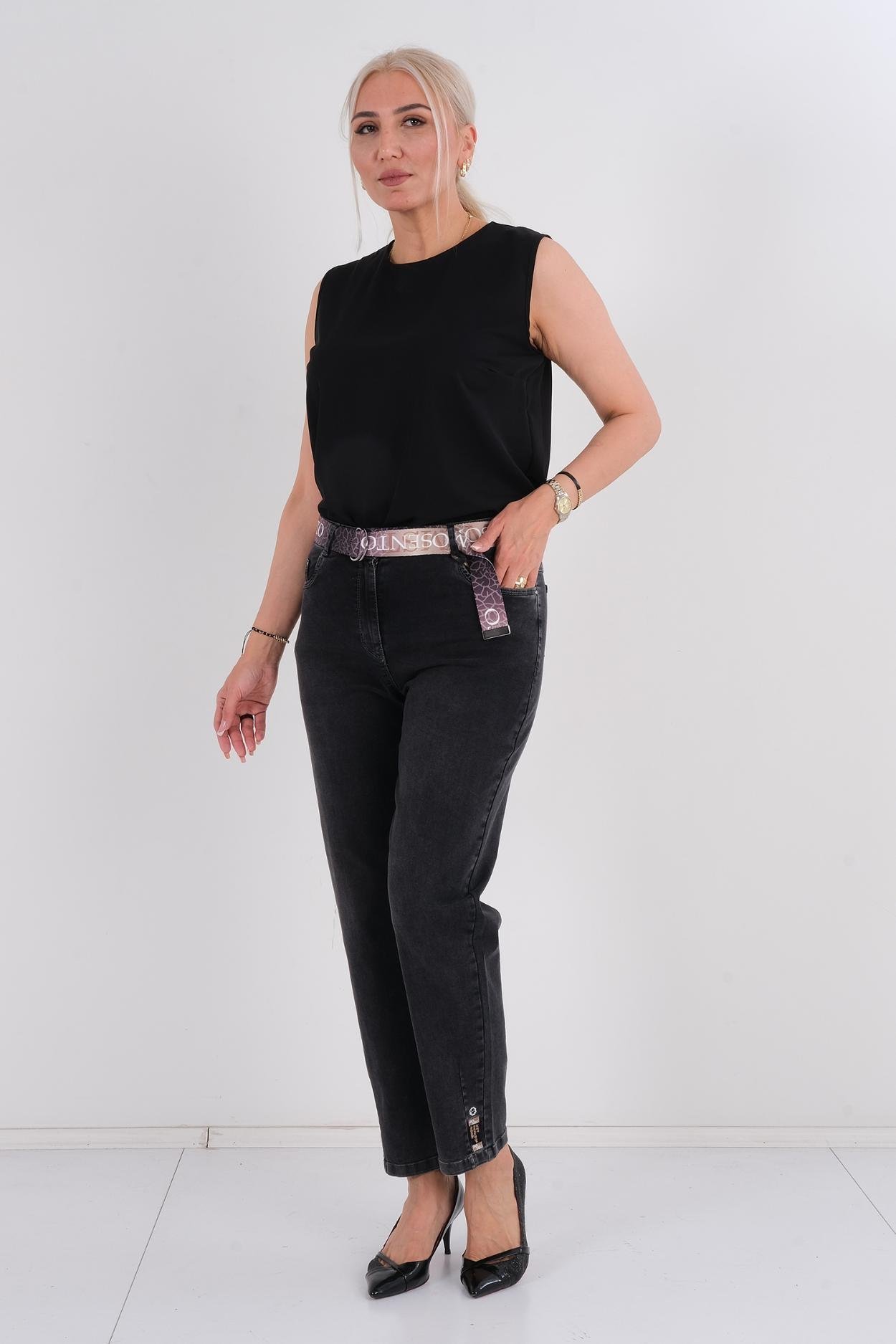 Mosento Günlük Giyim Denim Pantolon Siyah