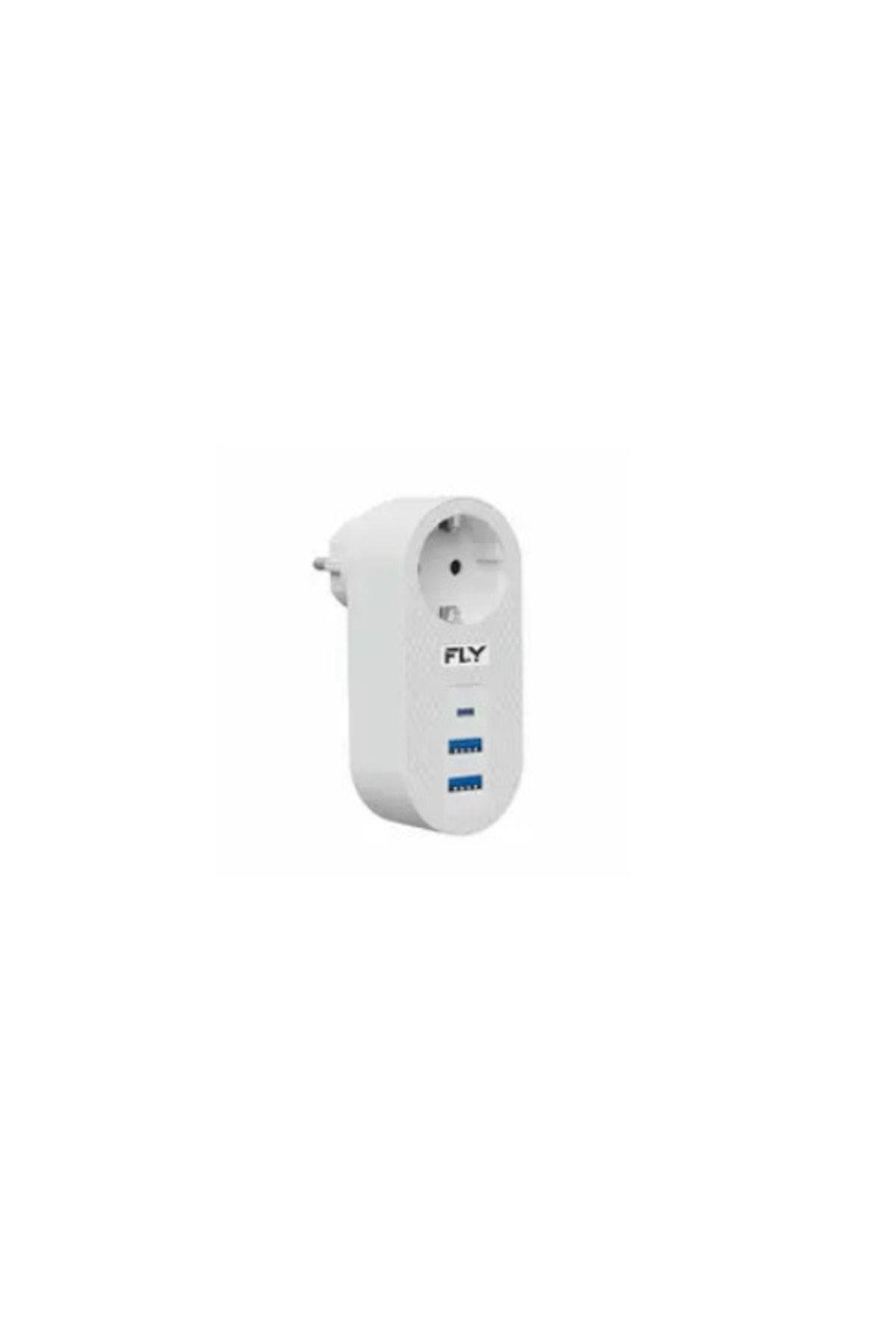 3400-01 Akım Korumalı 1 Li Priz 2-usba 1-c Soket 2.1a 10a 2500w