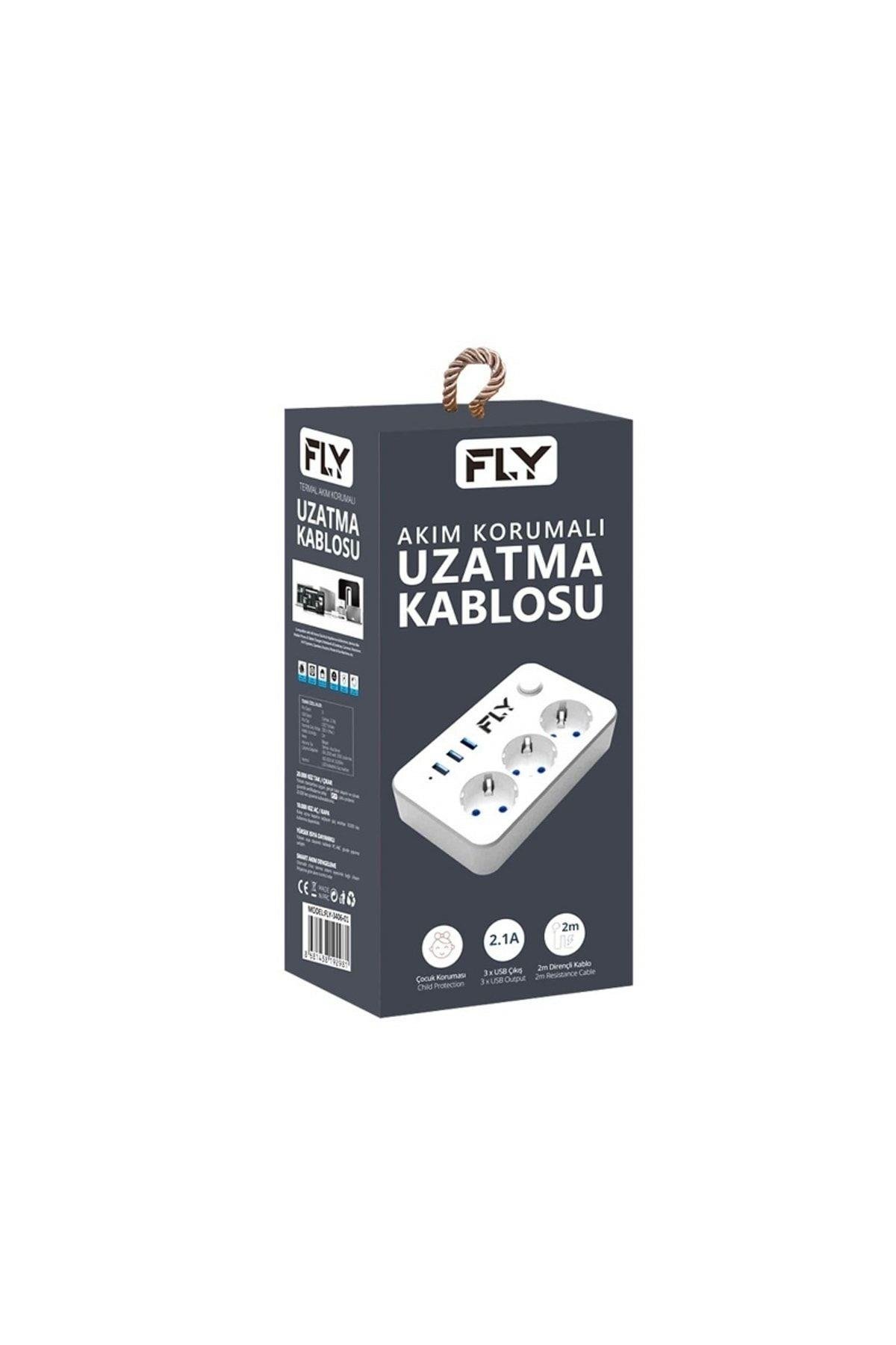 3406-01 3lü Anahtarlı 2.1a 3usb Şarj Çıkışı 2mt Anahtarlı Akım Korumalı Priz Çocuk Koruması