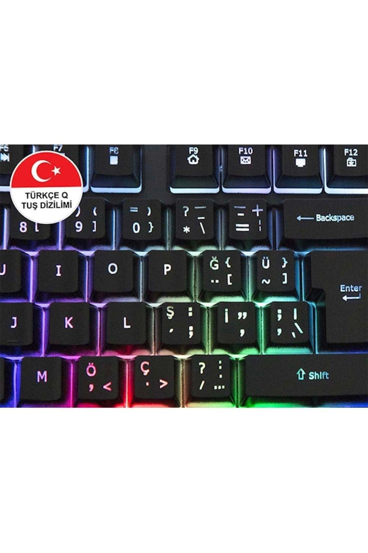 Kb-r800 Usb Gökkuşağı Aydınlatmalı Q Metal Yüzey Kablolu
